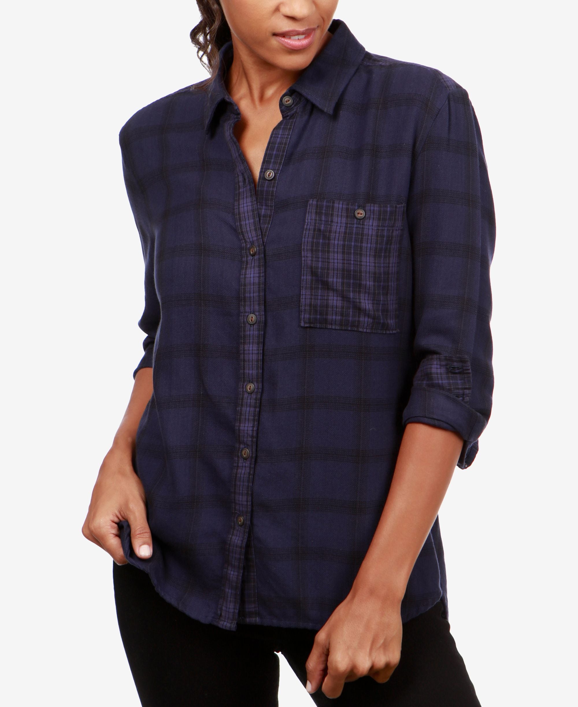Lucky Brand Plaid Button Down Top