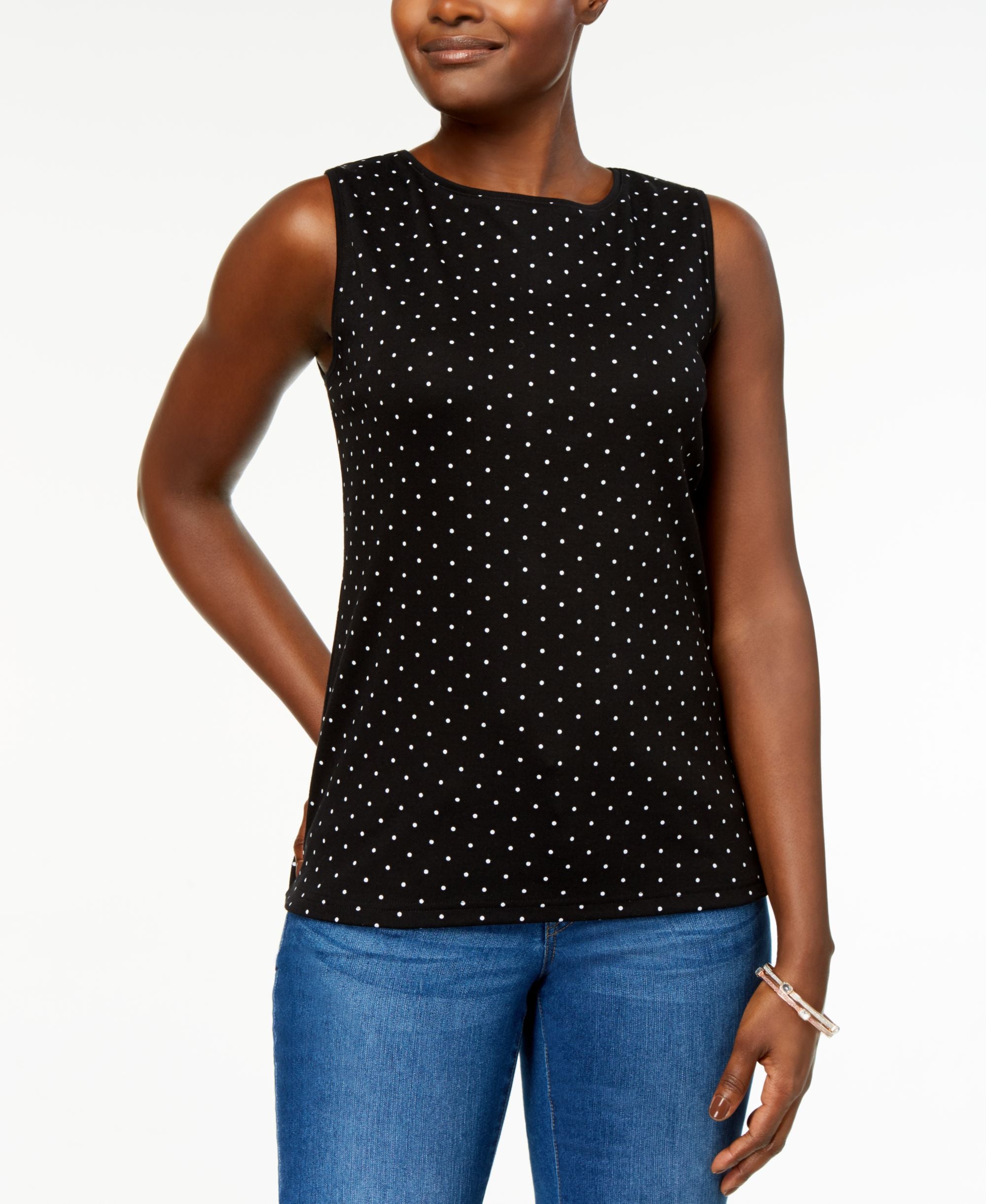 Karen Scott Sleeveless Polka Dot Top