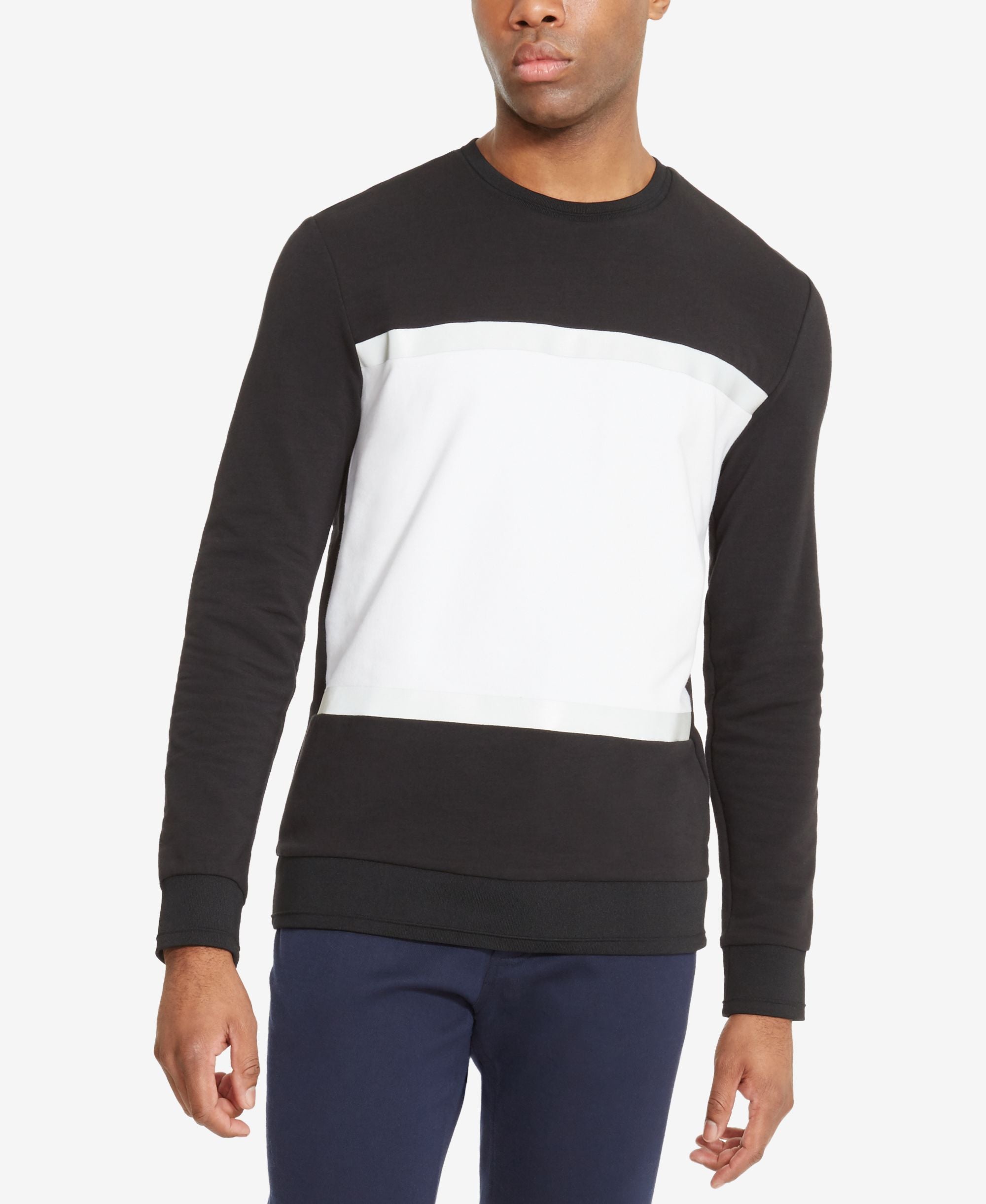 Kenneth Cole Reaction Mens Pieced Colorblocked Sweatshirt