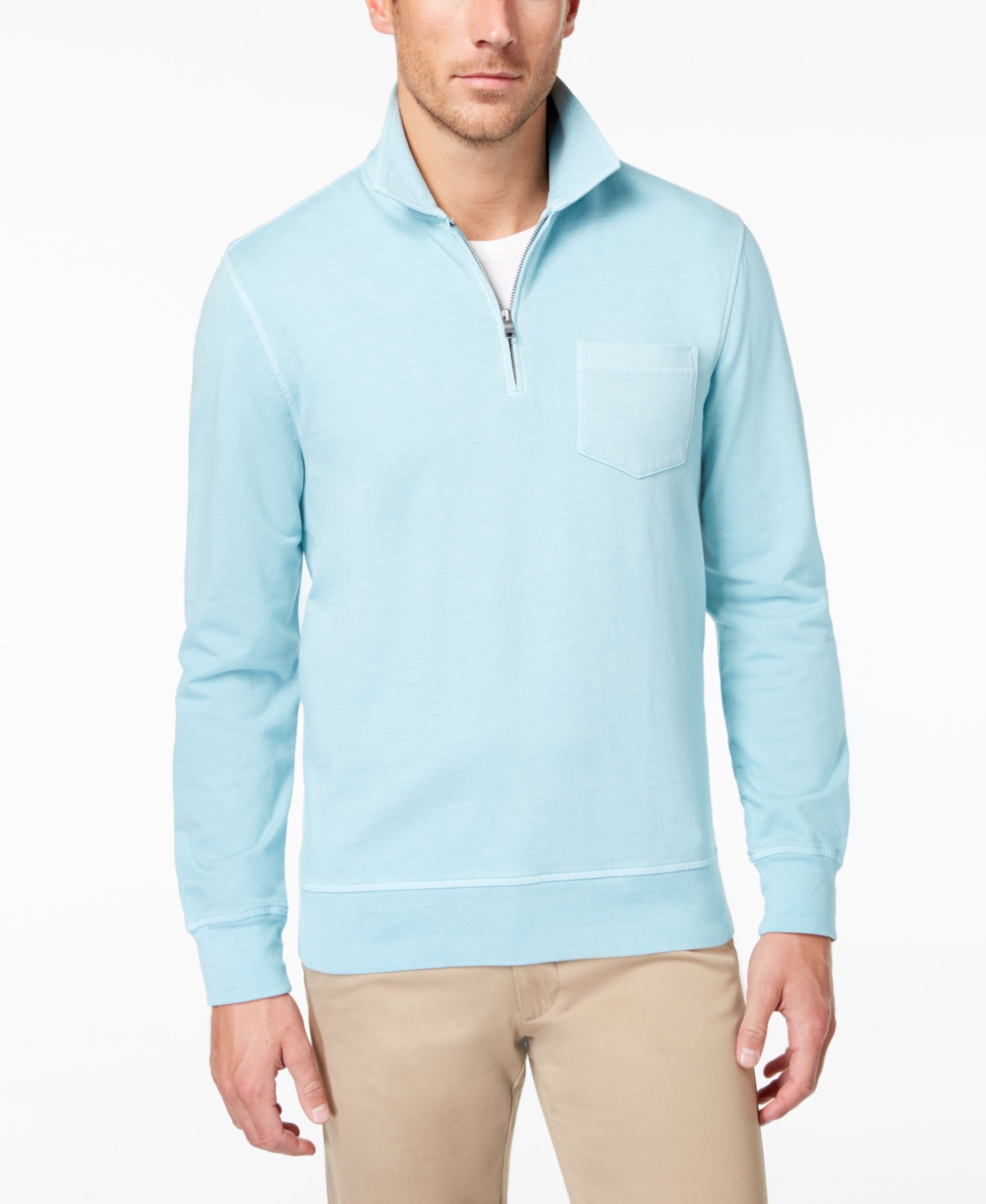 Club Room Mens Quarter Zip Knit Shirt