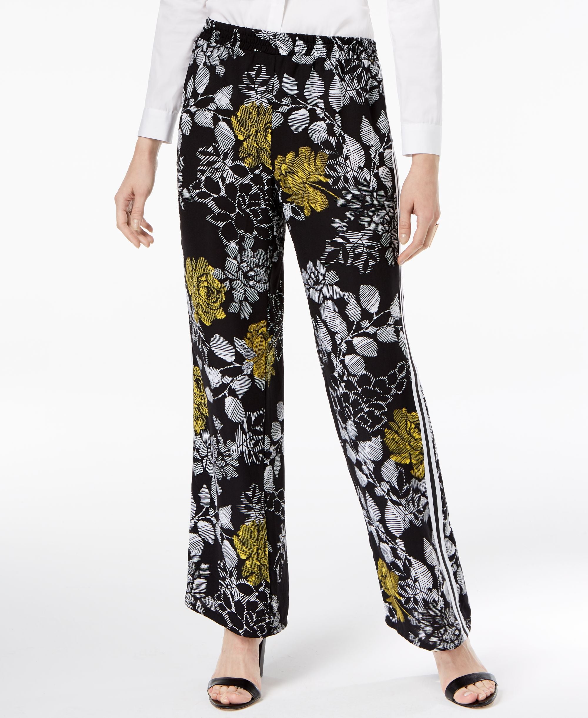 NY Collection Printed Striped Wide Leg Pants
