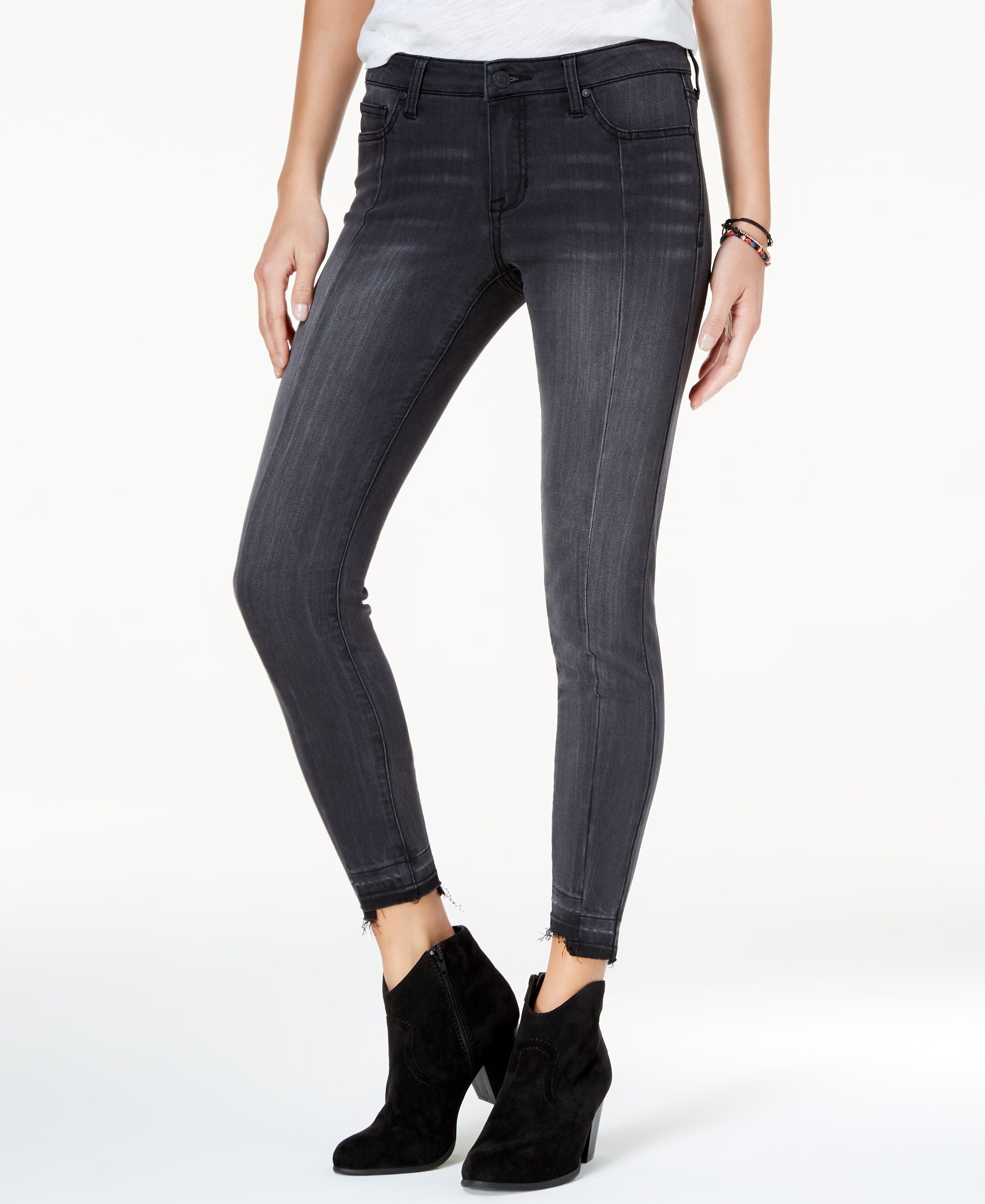 Celebrity Pink Juniors Raw Hem Skinny Ankle Jeans