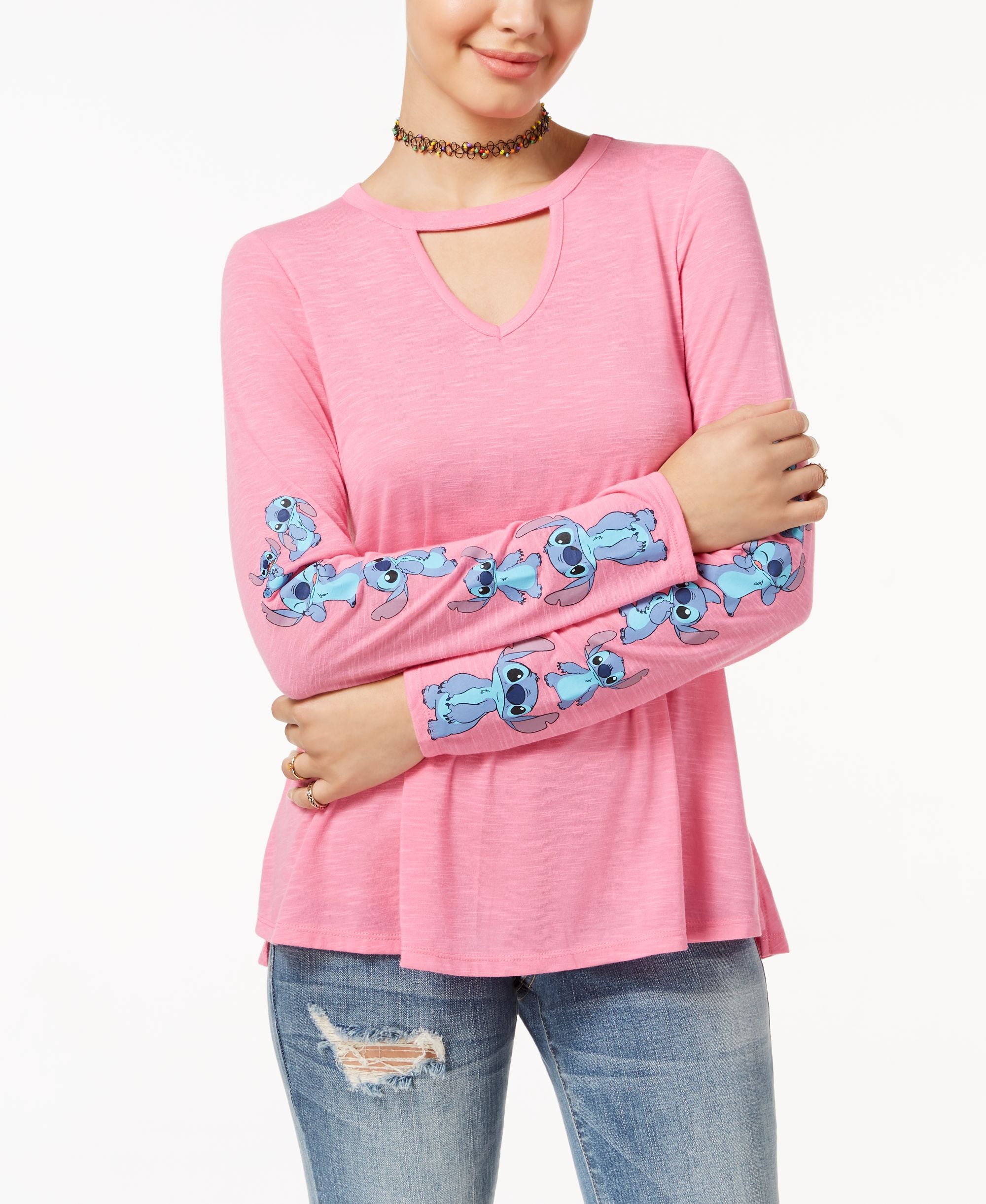 Hybrid Juniors Disney Stitch Choker T-Shirt