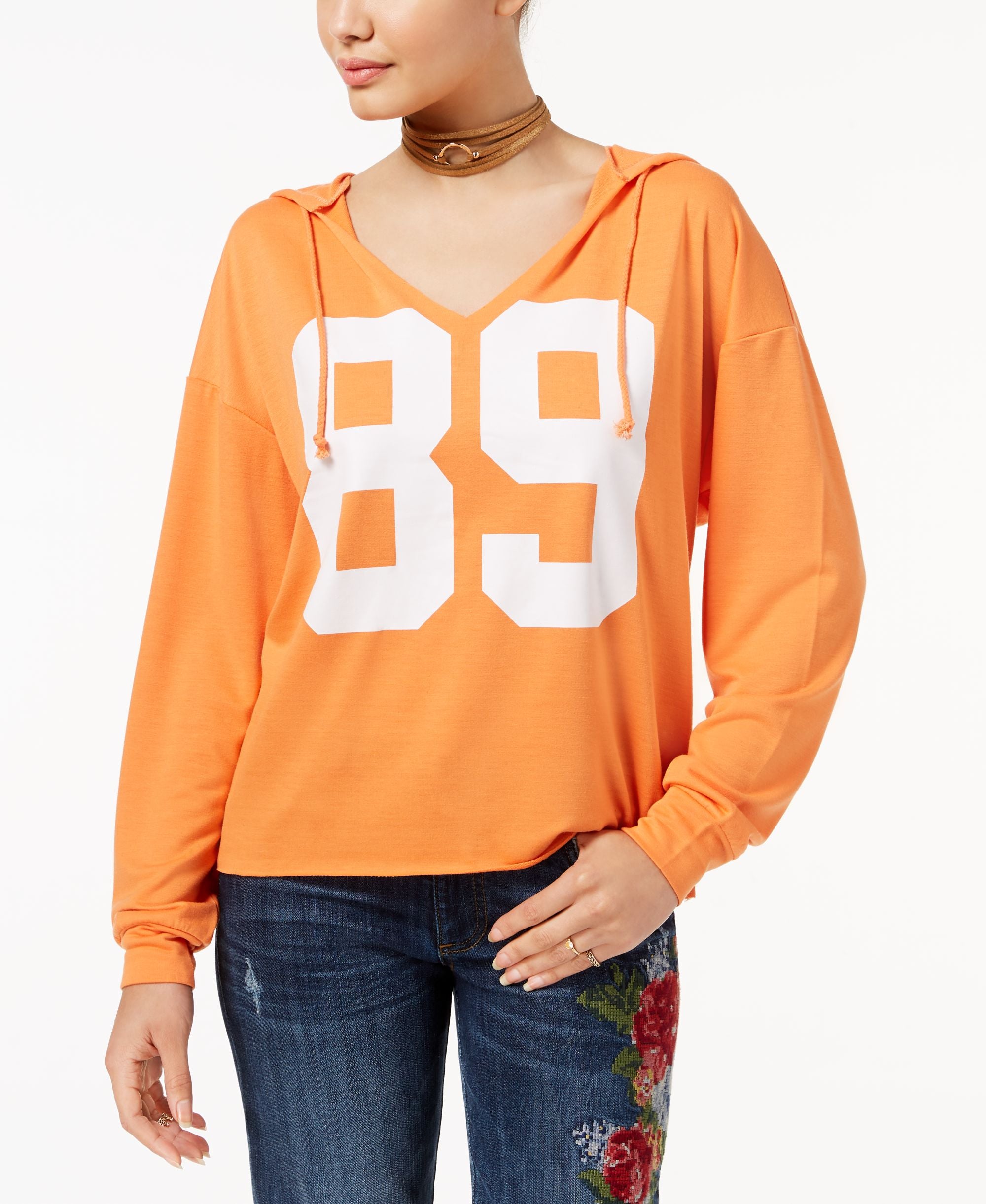 Pretty Rebellious Juniors Split Neck 89 Hoodie