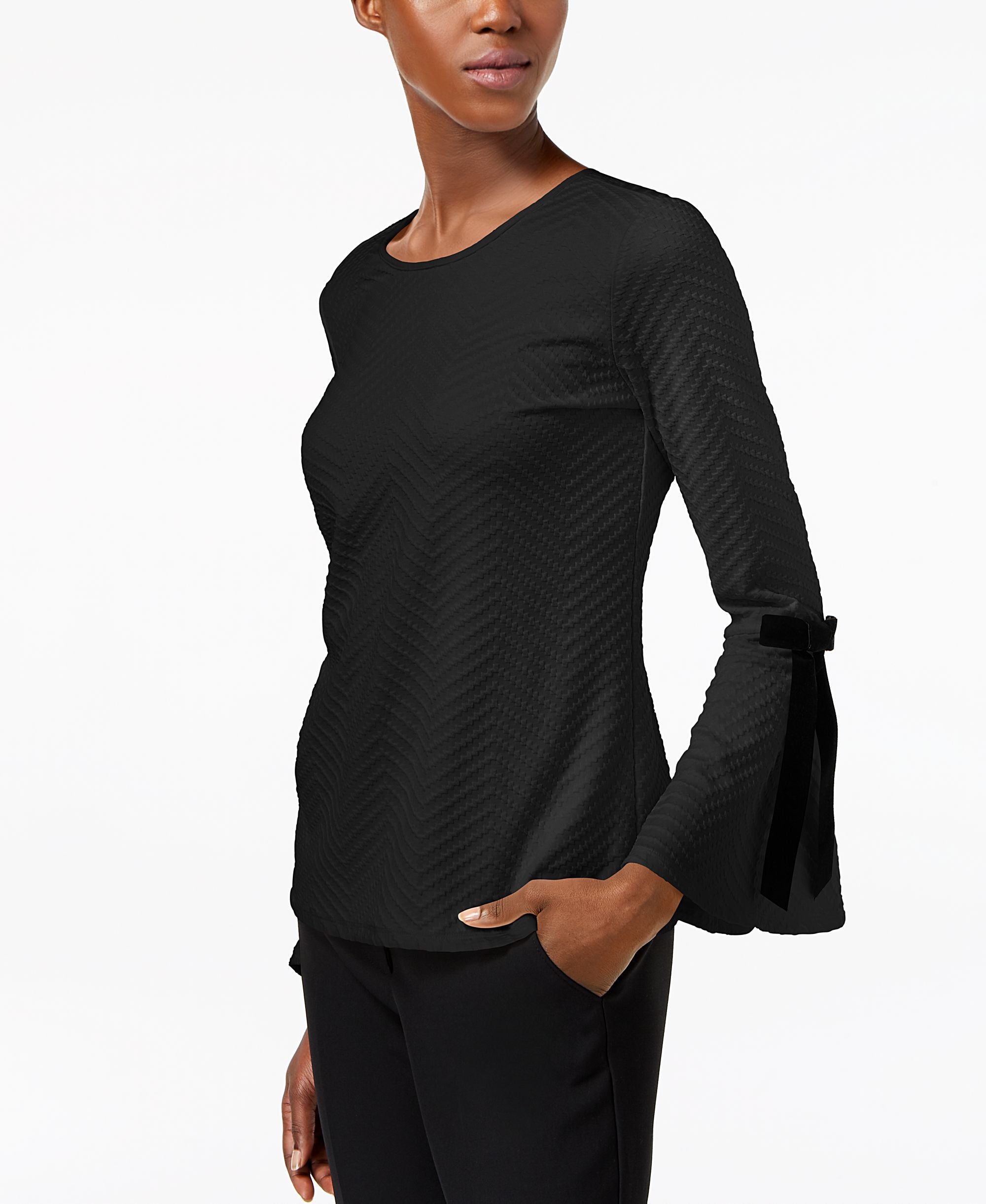 Cece Textured Bow Detail Top