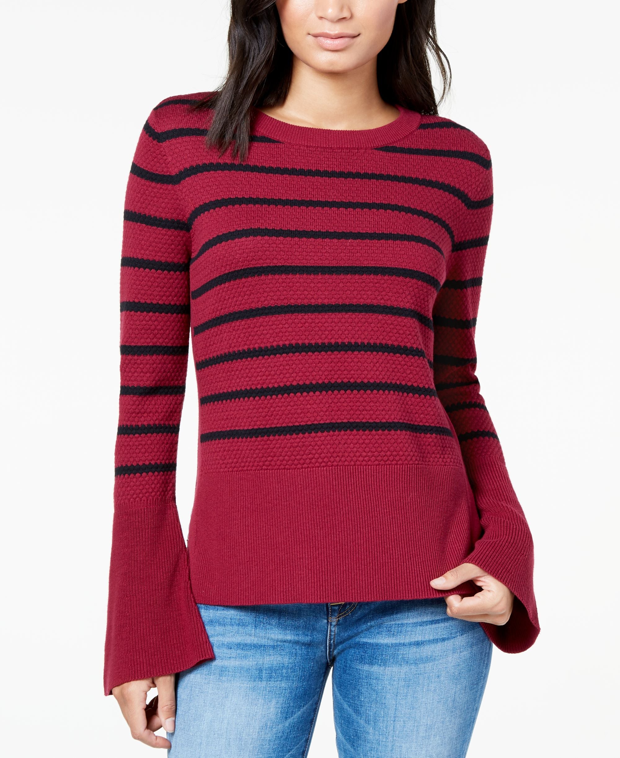 Buffalo David Bitton Bell Sleeved Mixed Knit Sweater