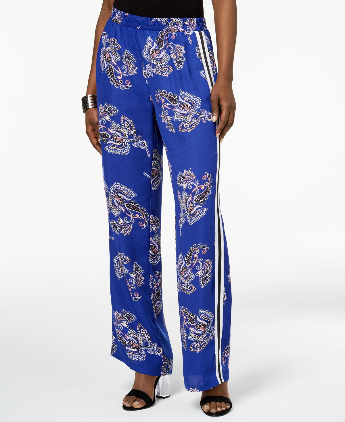 NY Collection Printed Striped Wide Leg Pants