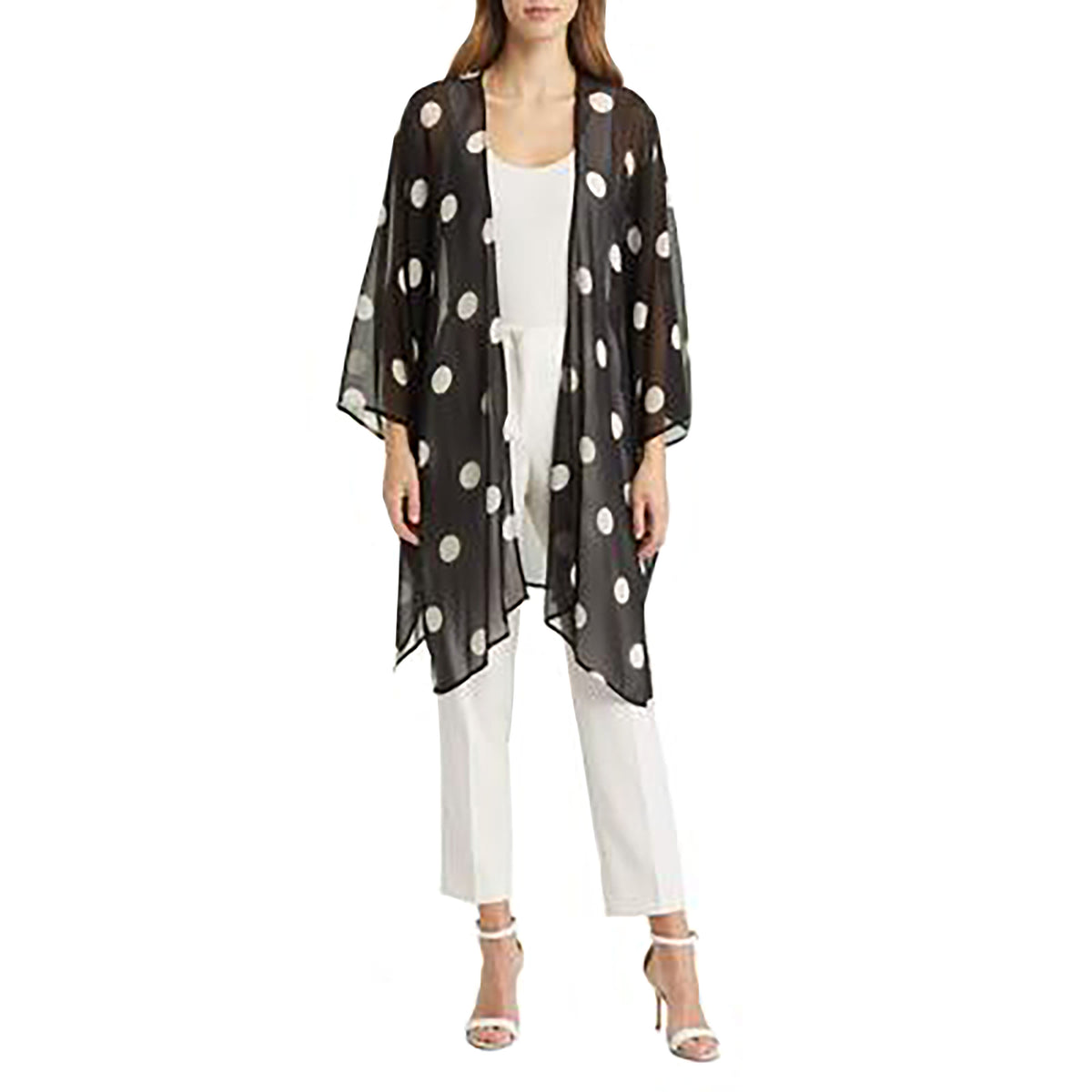 Printed Open-Front Chiffon Kimono