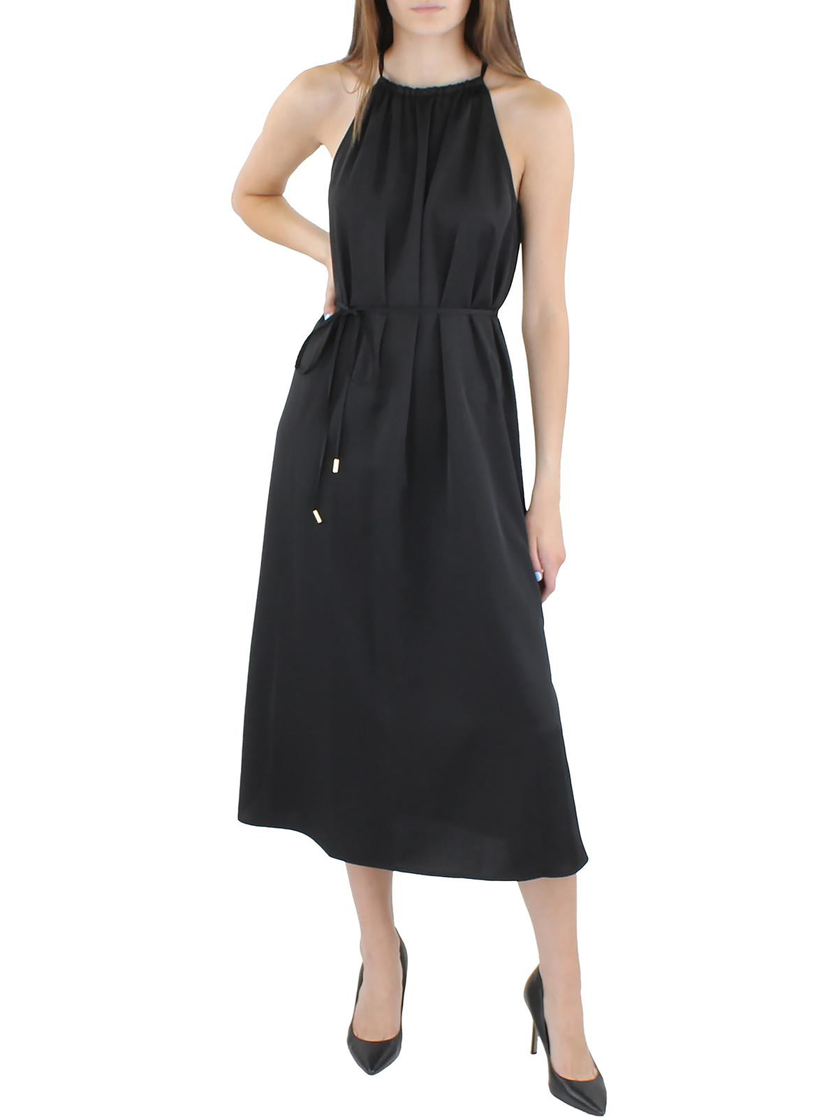 Satin Crepe Halter-Neck Midi Dress