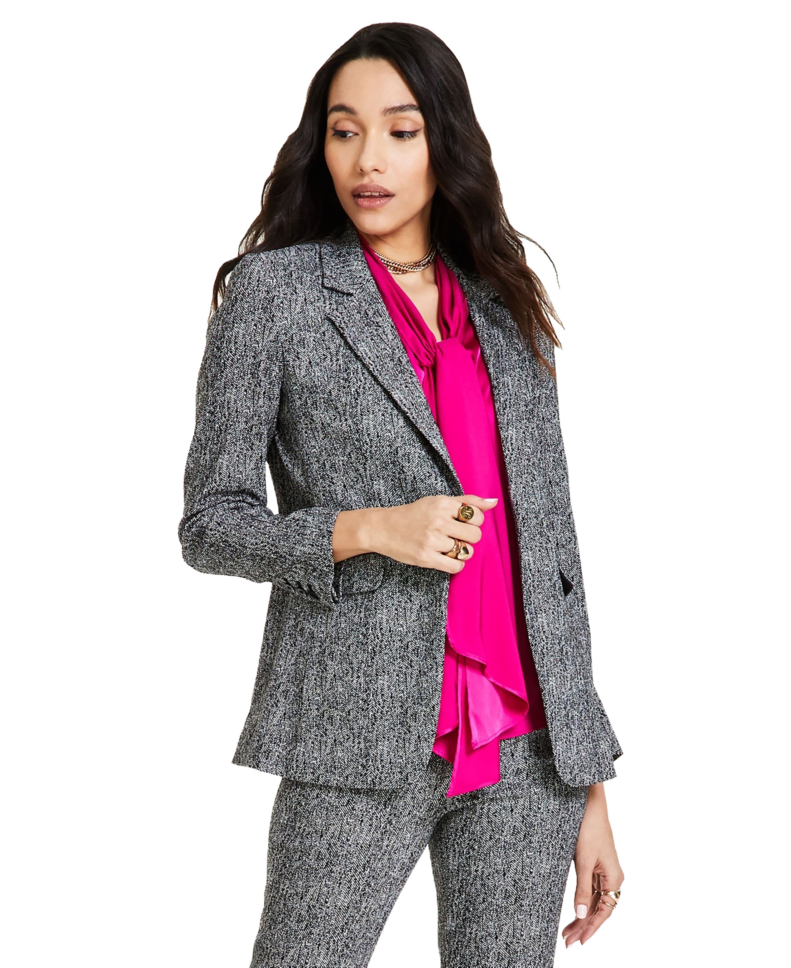 Women's Herringbone Single-Button Blazer