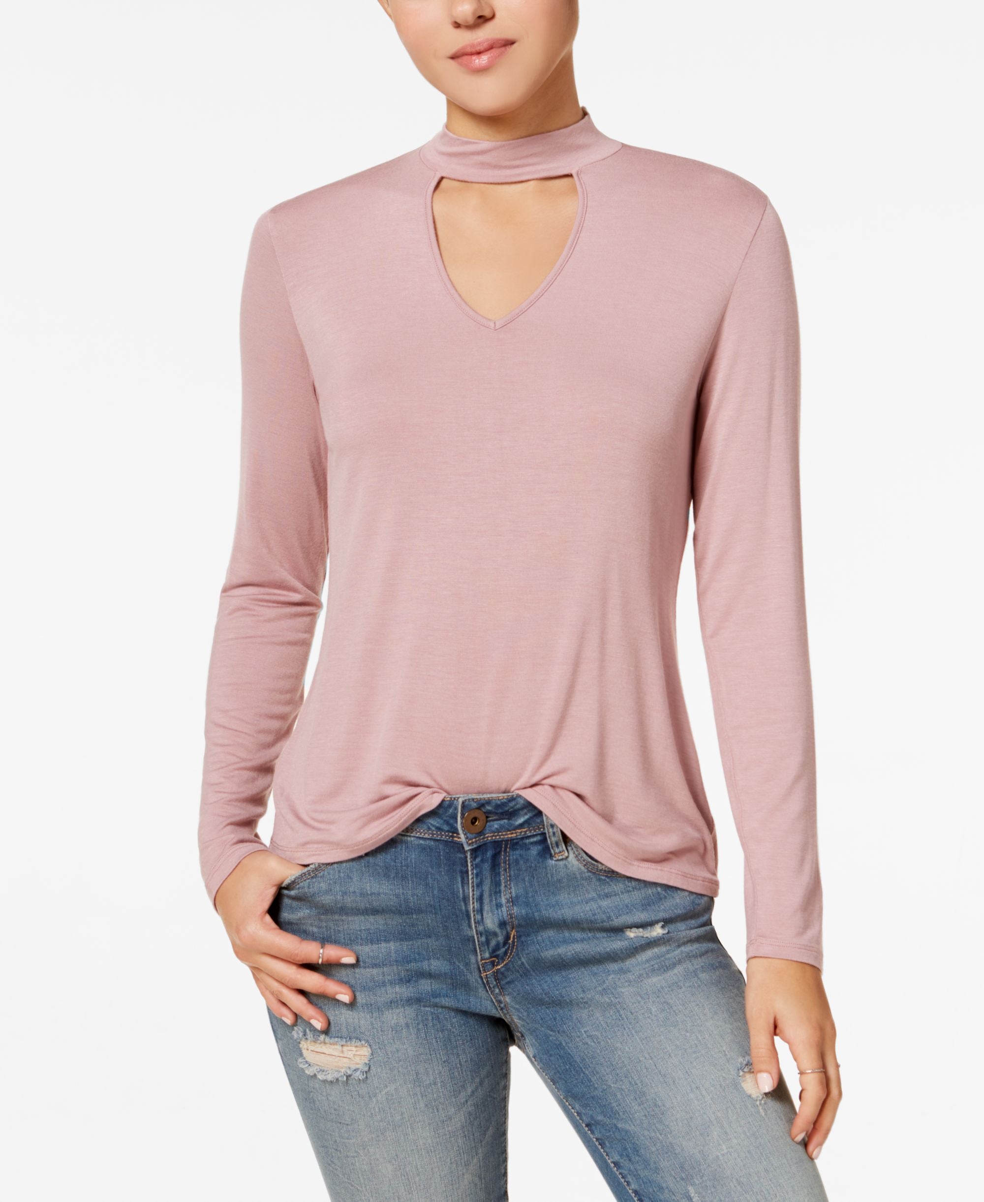 Hippie Rose Juniors Long Sleeve Choker Top