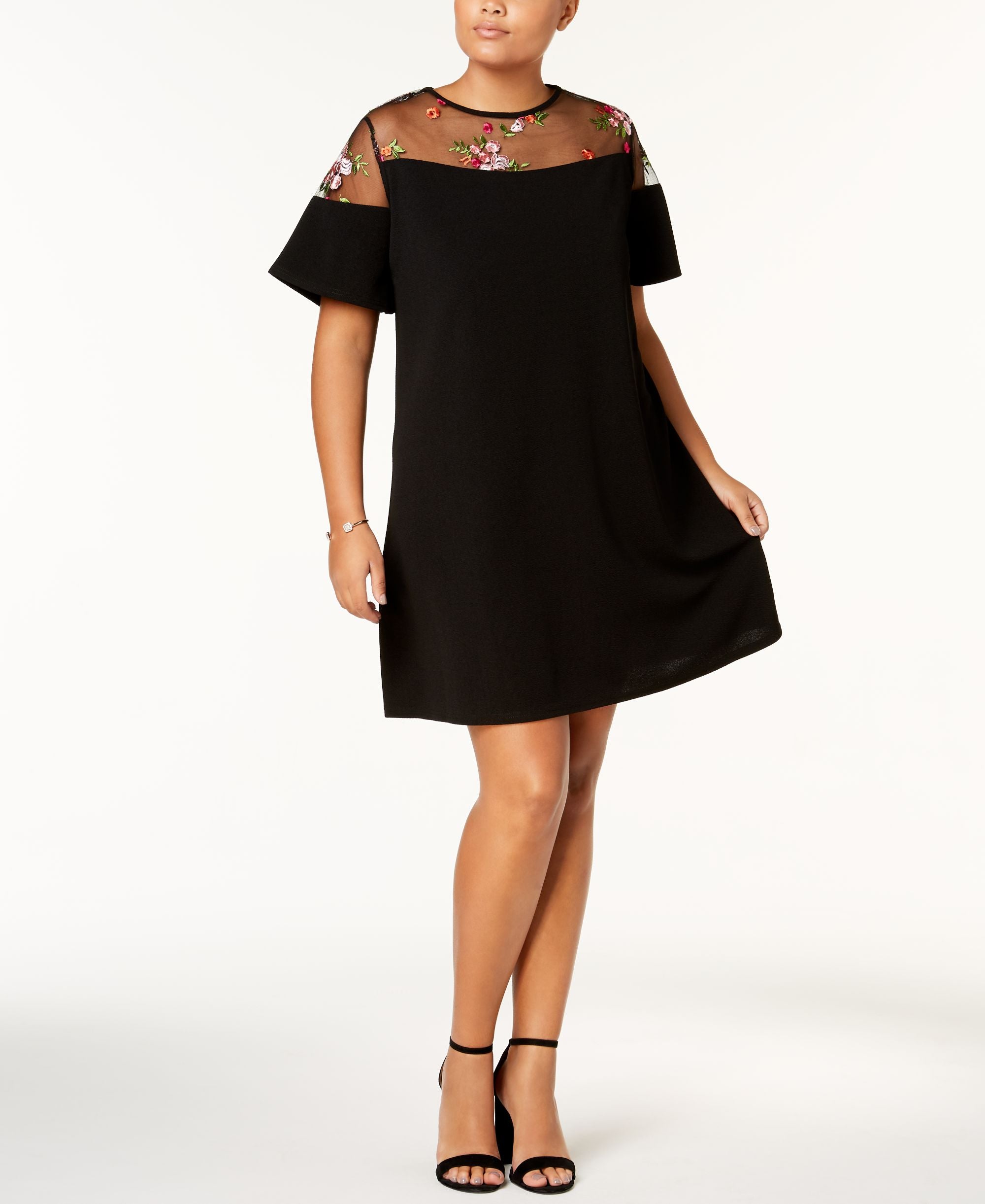 Say What Trendy Plus Size Embroidered Illusion Dress