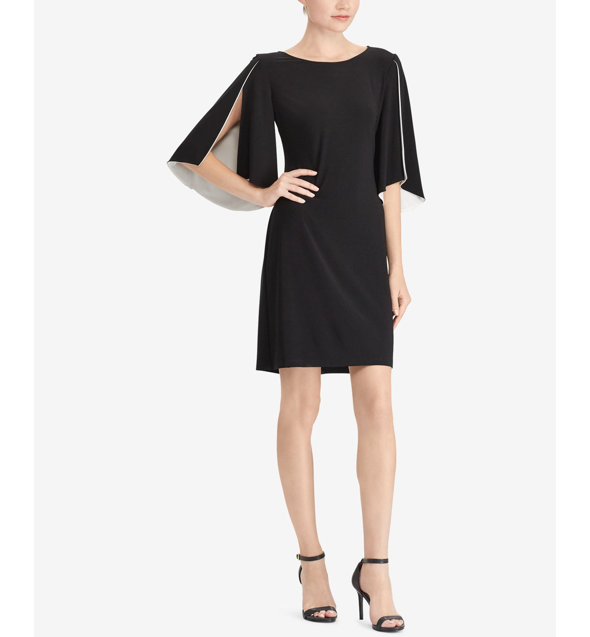 Split-Sleeve Contrast Shift Dress