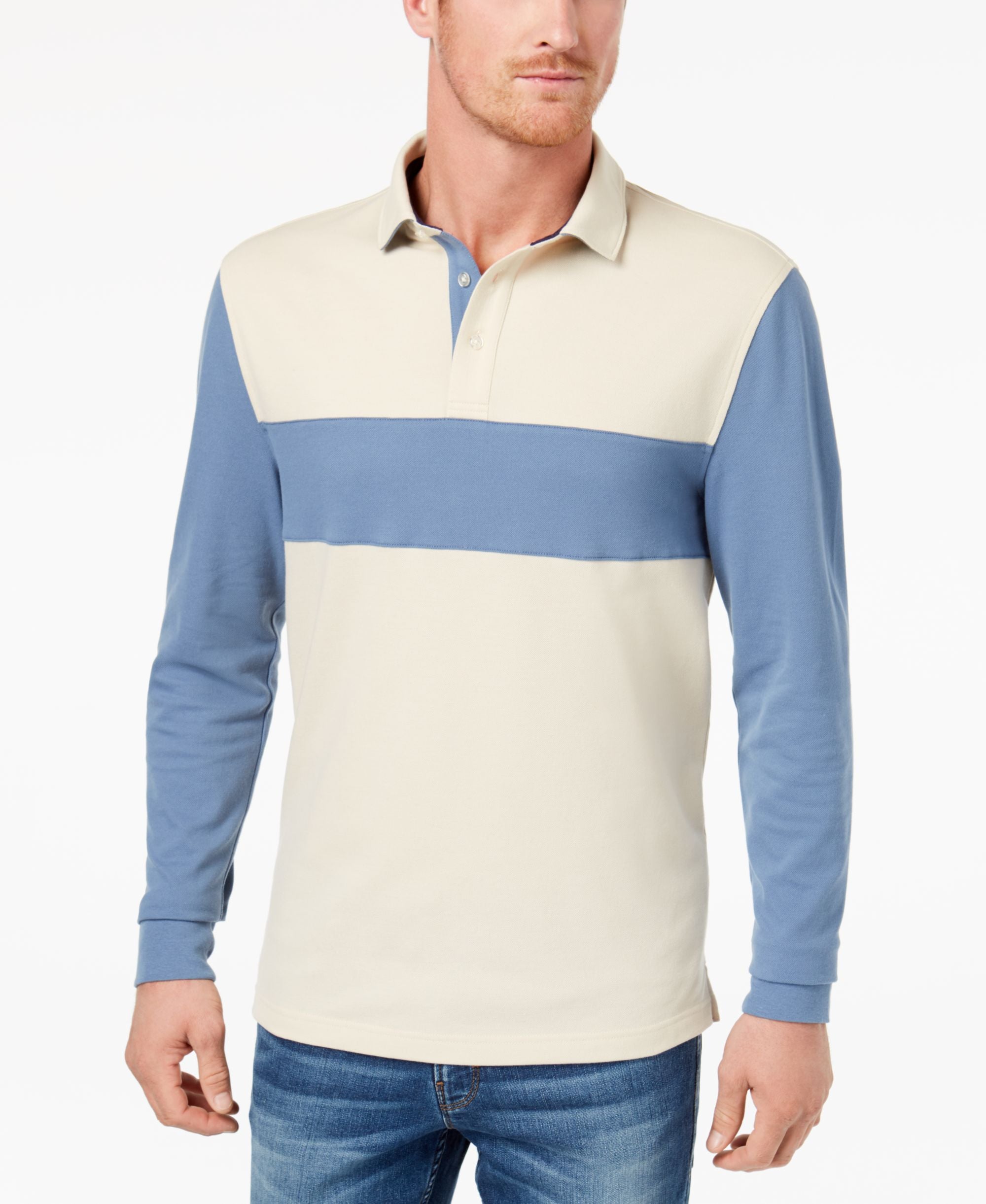 Club Room Mens Contrast Stripe Polo