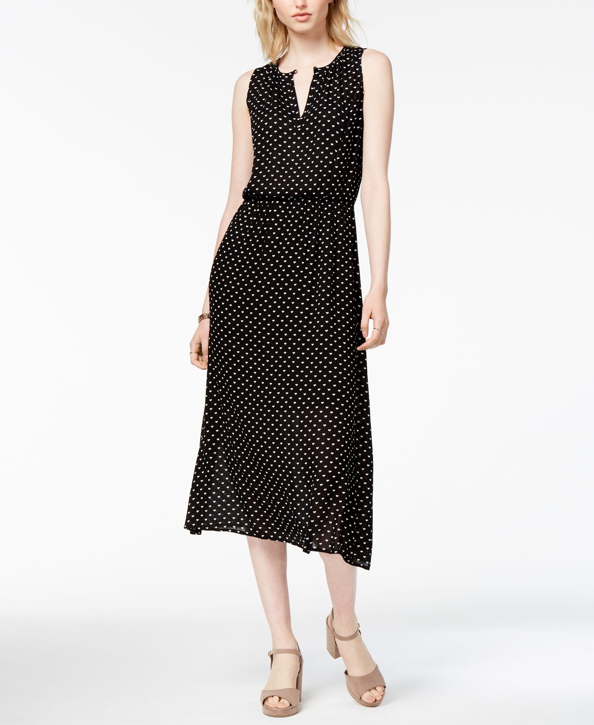 Maison Jules Heart Print Midi Dress