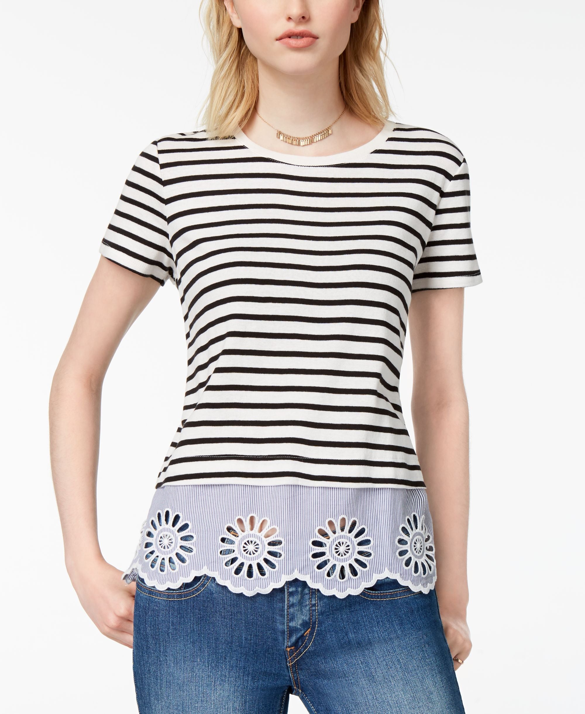Maison Jules Cotton Lace Up Top