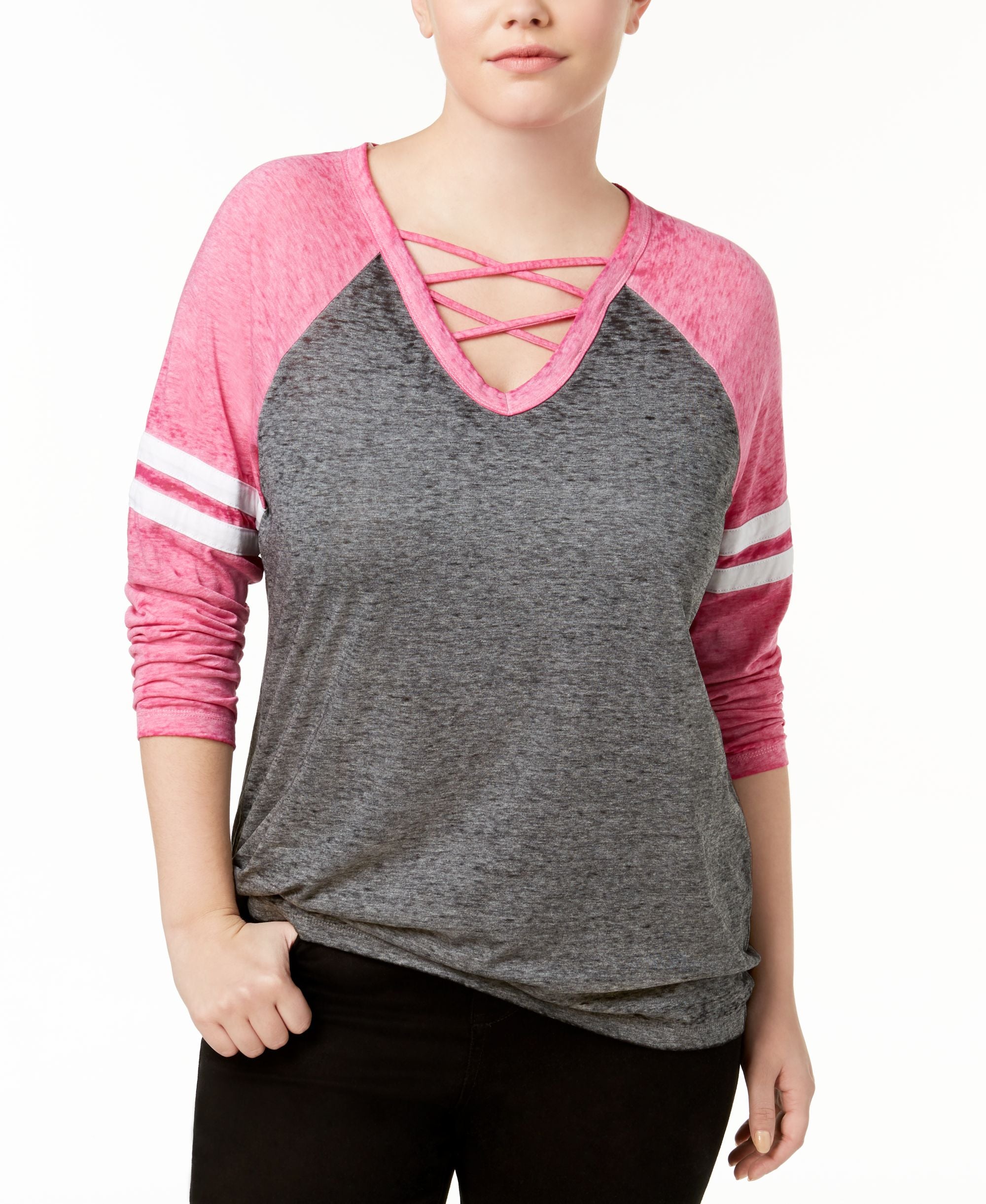 Almost Famous Trendy Plus Size Strappy Rugby T-Shirt