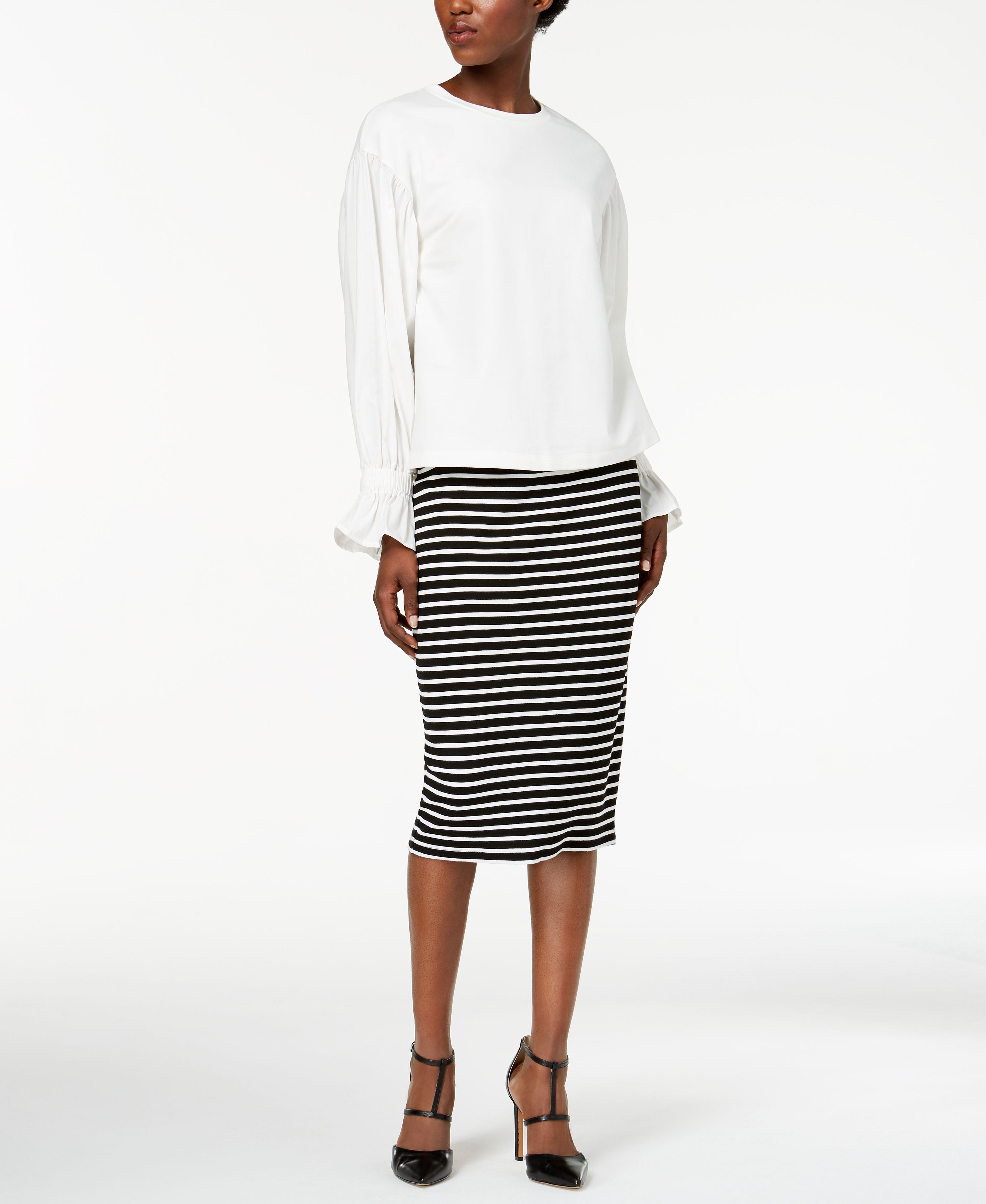 Olivia & Grace Womens Smocked Crewneck Pullover Top White XL