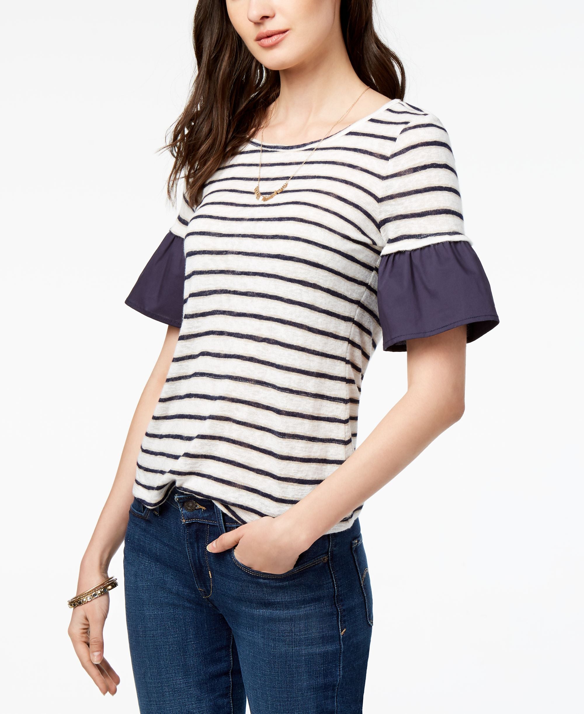 Maison Jules Striped Contrast Top