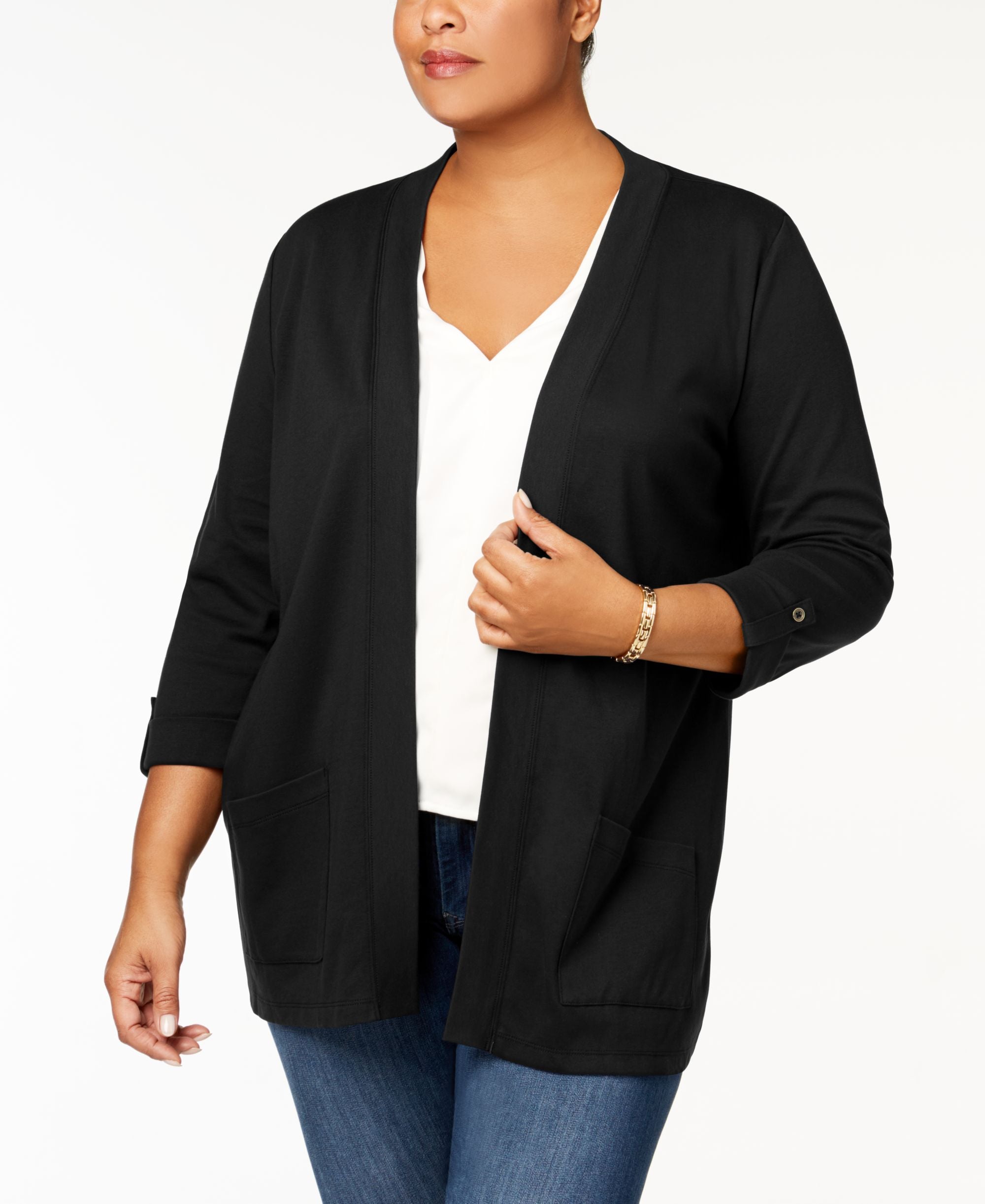 Karen Scott Plus Size Cotton Cozy Cardigan