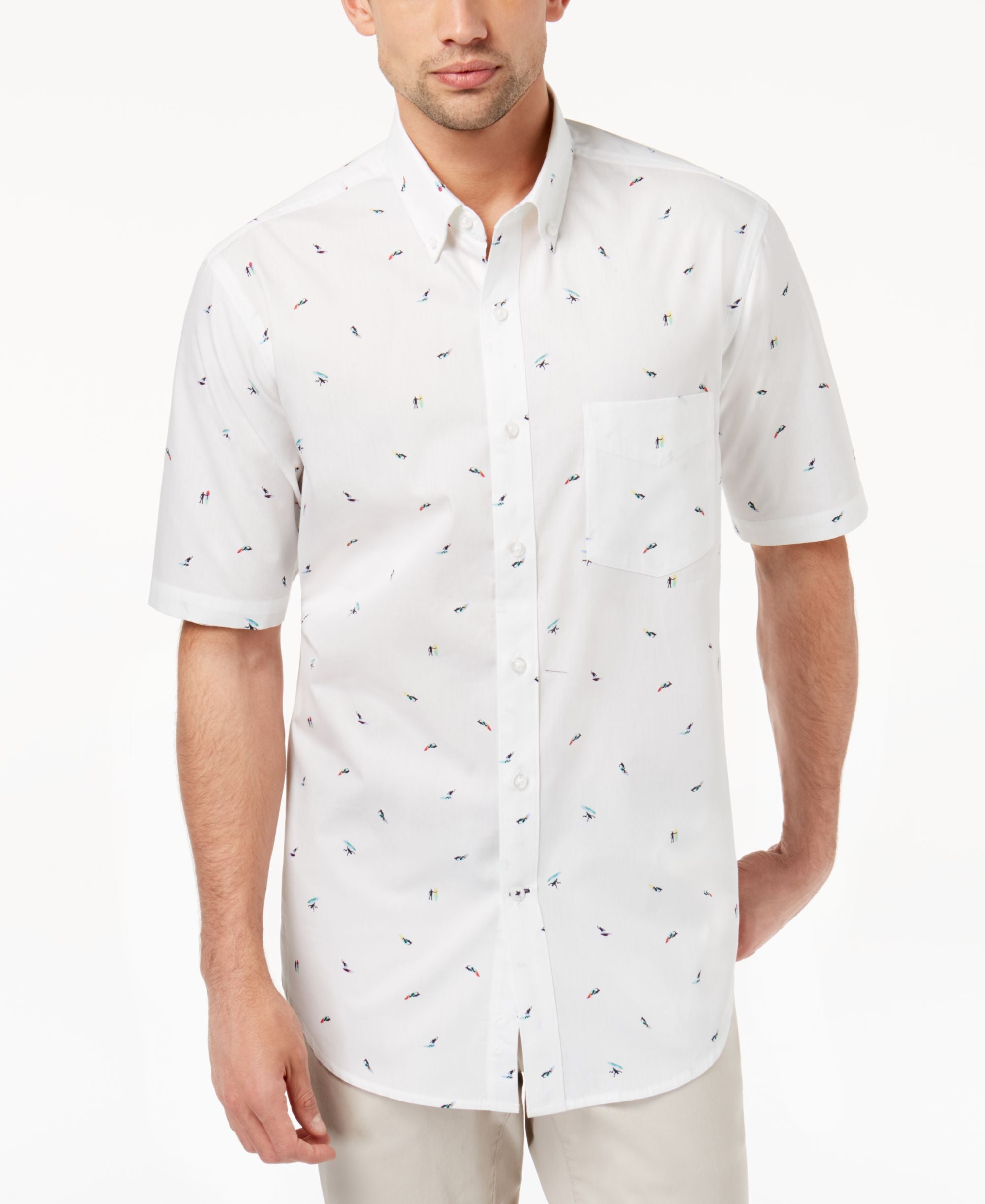 Club Room Mens Surfer Printed Shirt
