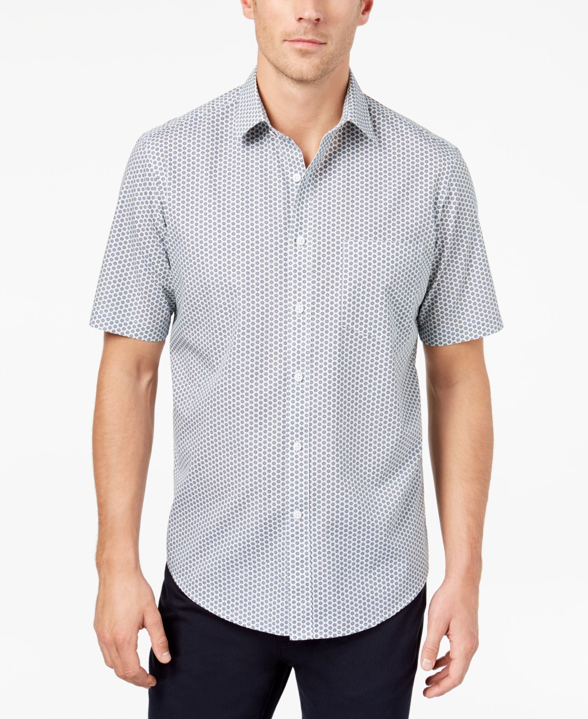 Club Room Mens Mini Print Shirt