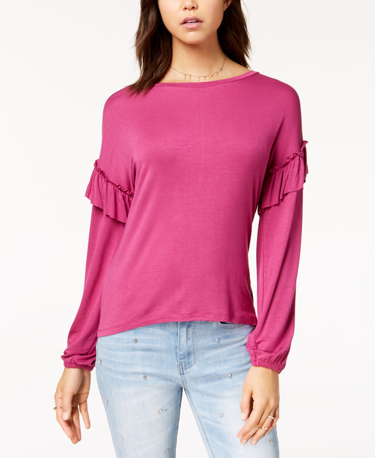 Ultra Flirt Juniors Ruffled Sleeve Top