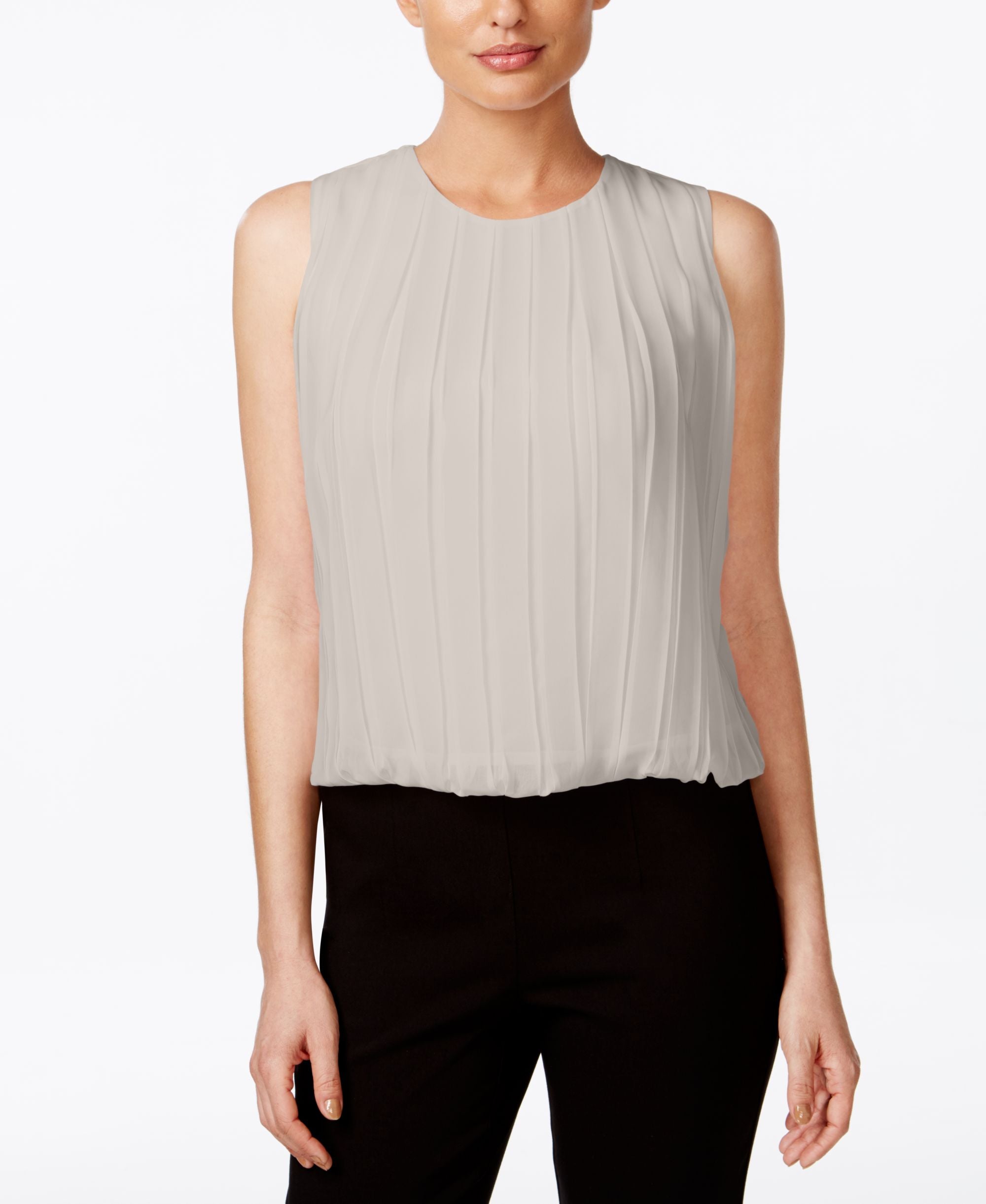 Calvin Klein Sleeveless Pleated Blouse