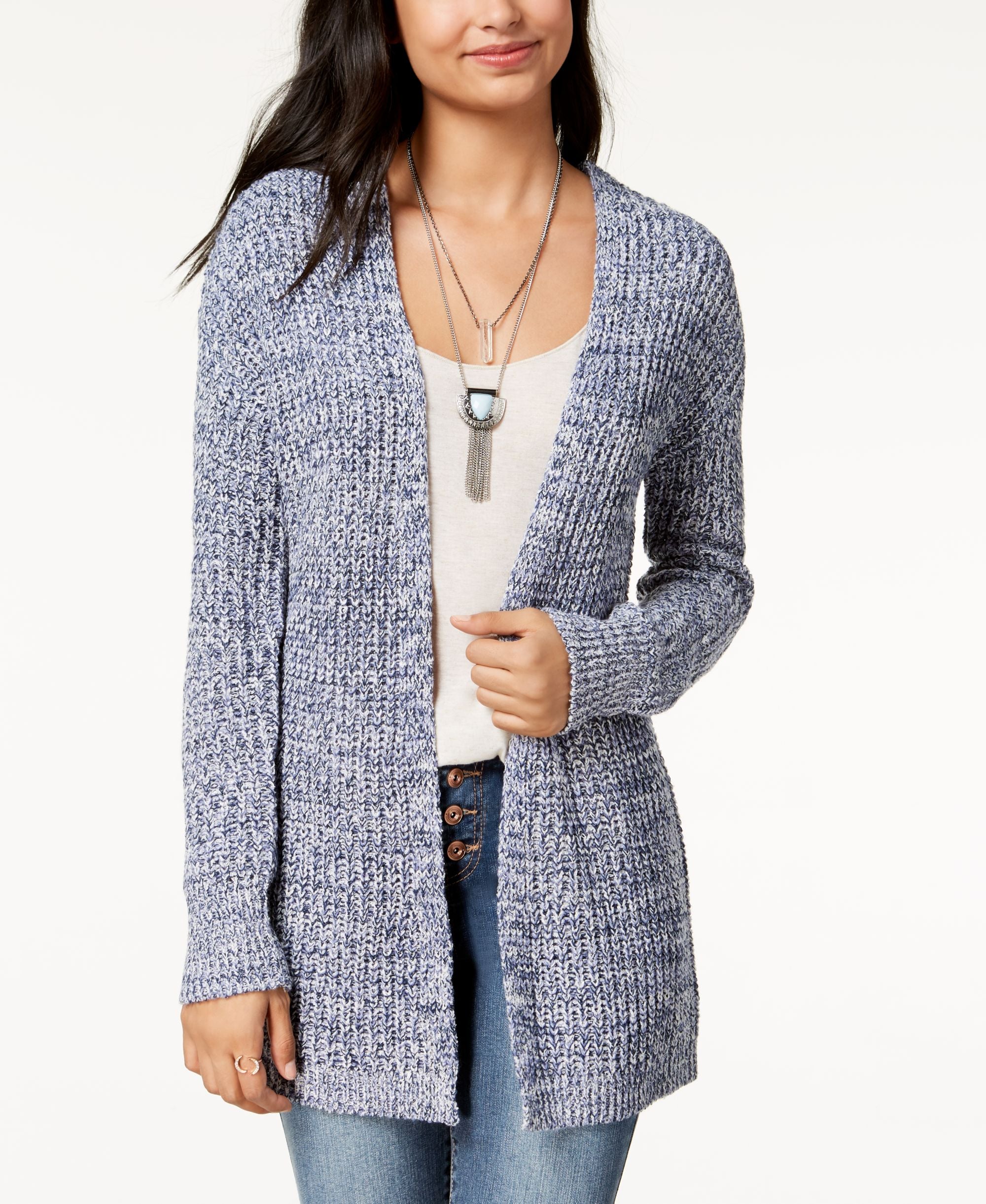 Juniors' Marled Lace-Up Cardigan