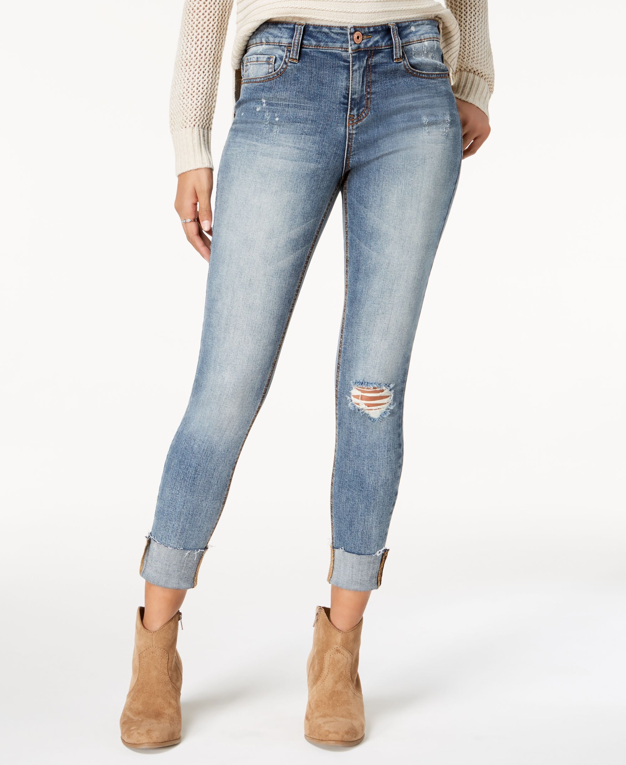 American Rag Juniors Ripped Cuffed Skinny Jeans