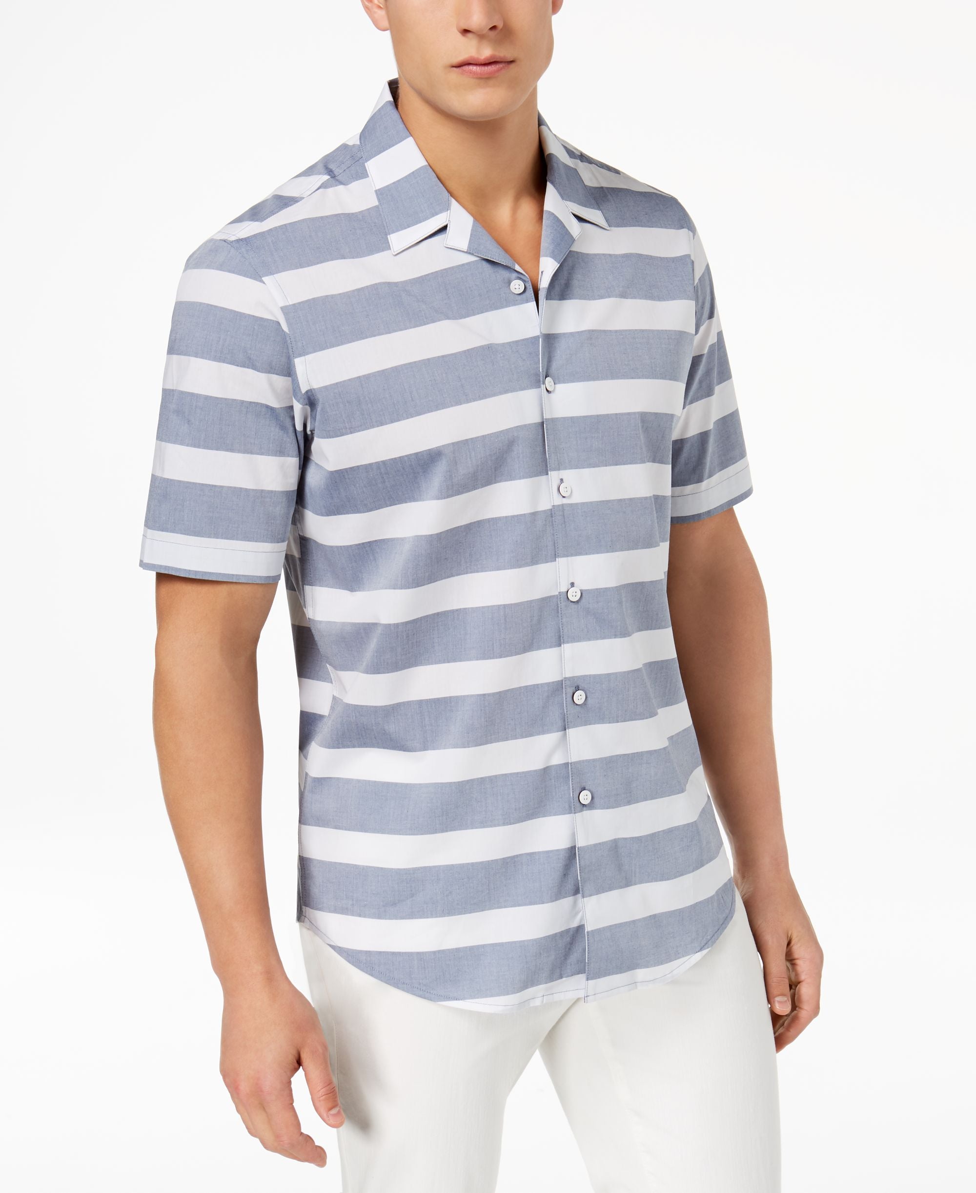 Club Room Mens Striped Camp Shirt
