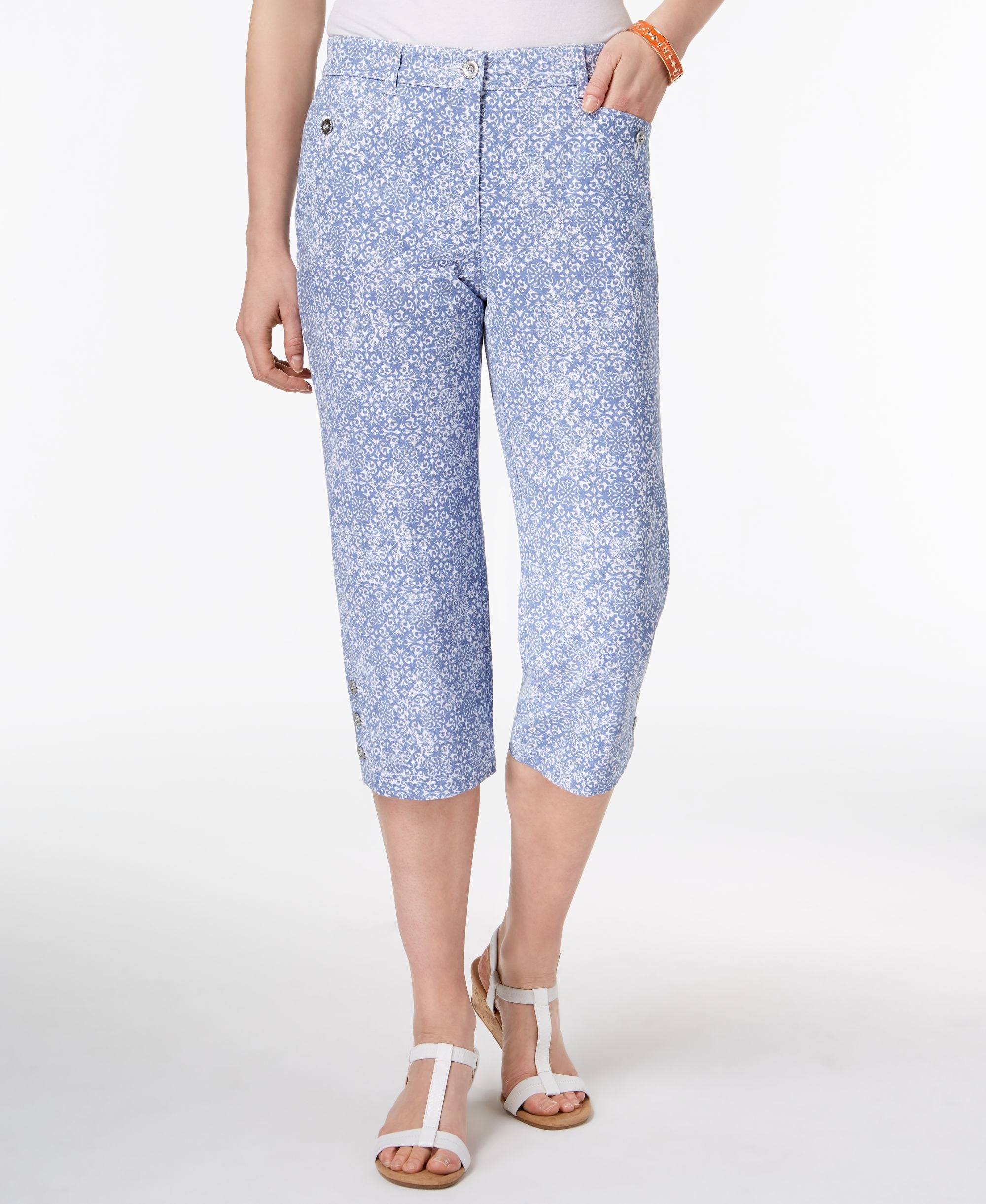 Karen Scott Petite Tile Print Capri Pants