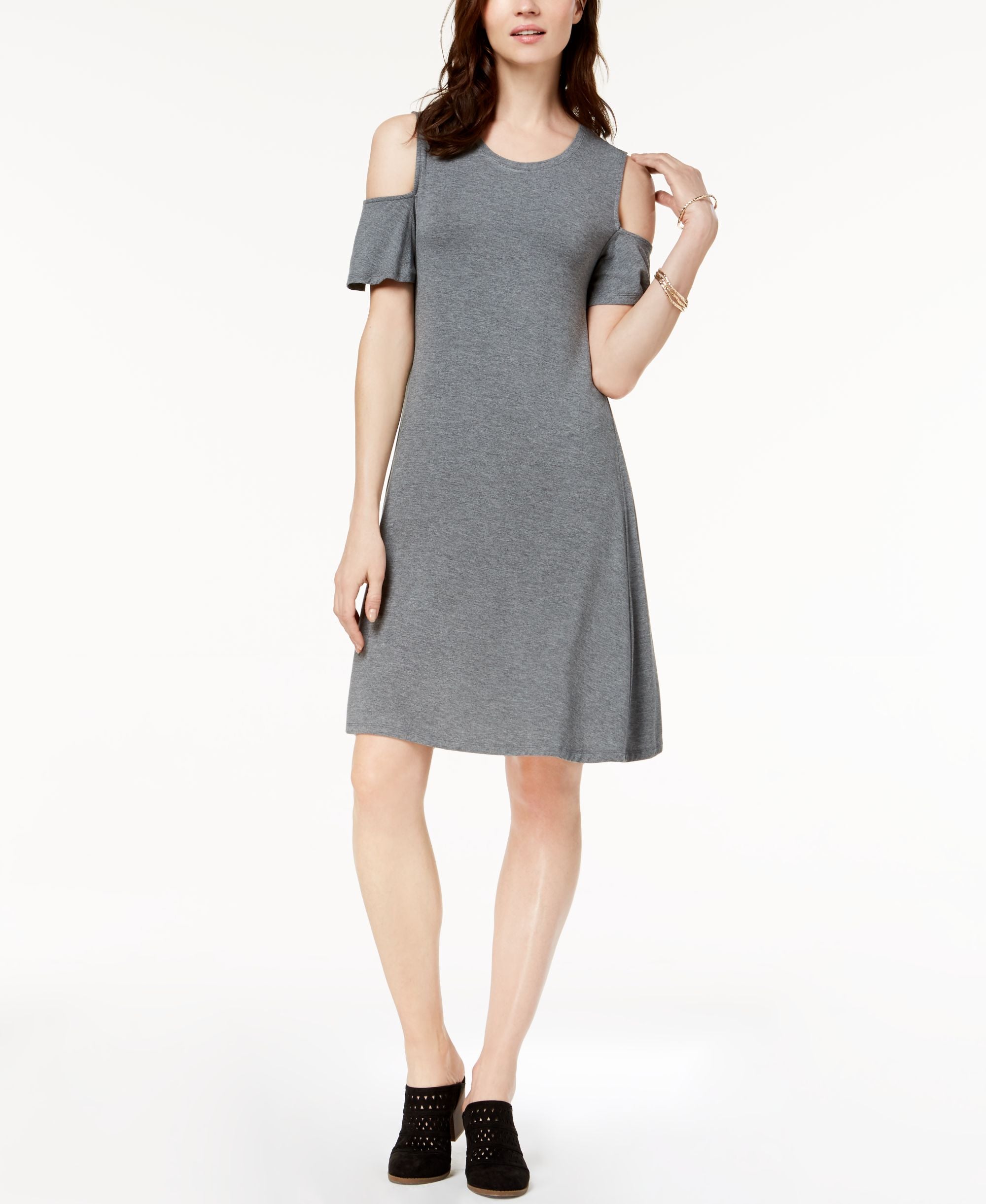 Cold-Shoulder A-Line Dress