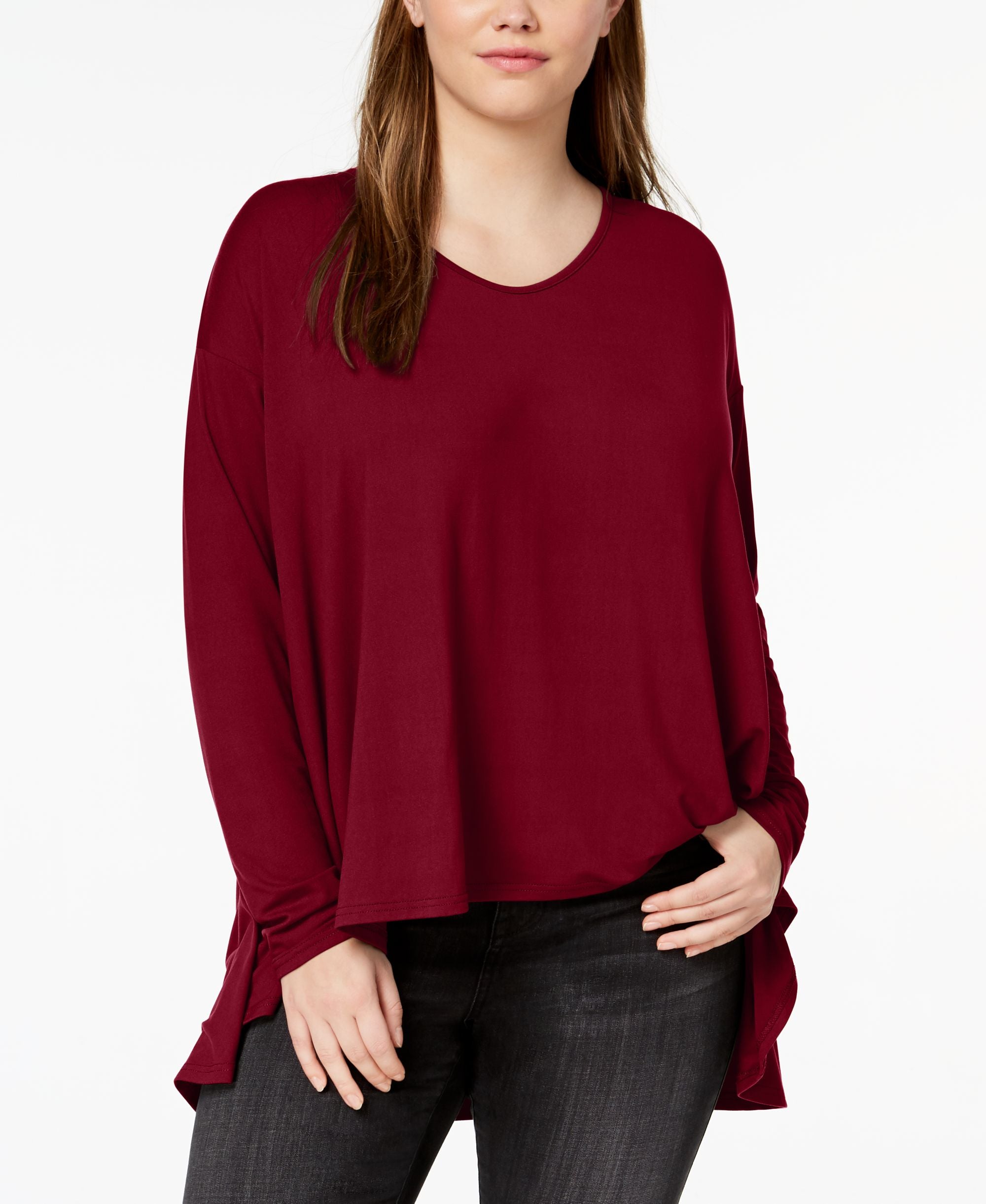 Say What Trendy Plus Size Long Sleeve Swing Top