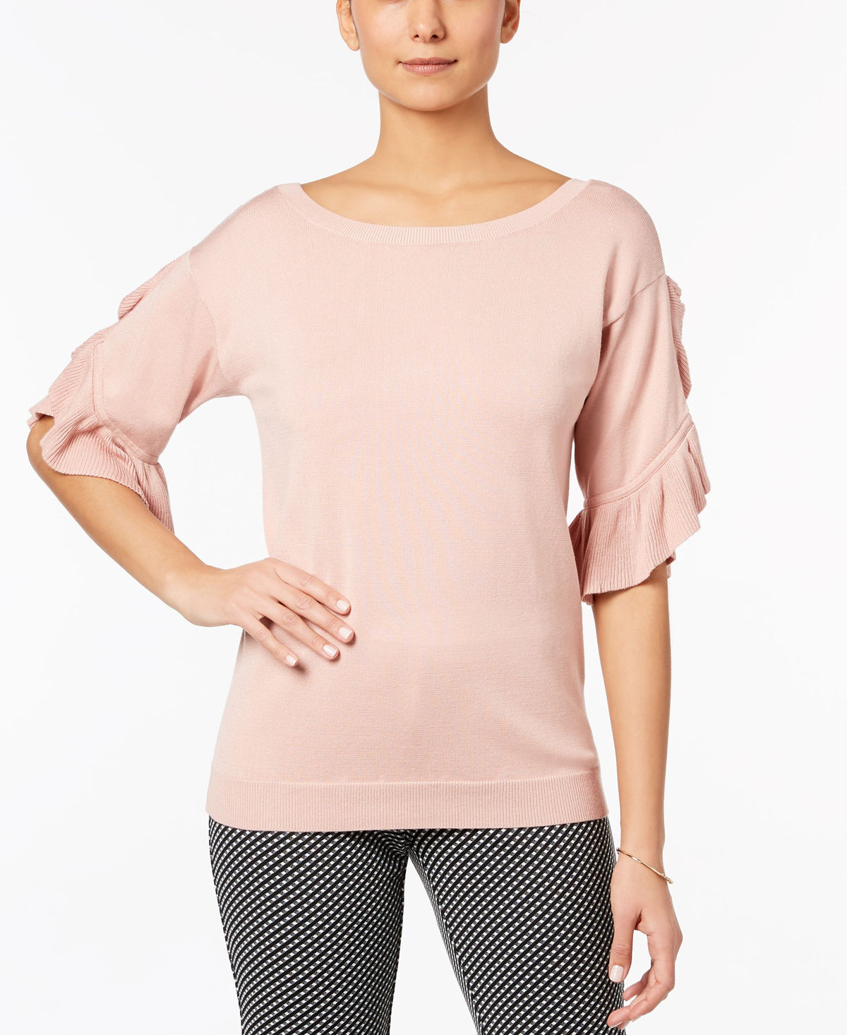 Low-Back Ruffled-Sleeve Sweater