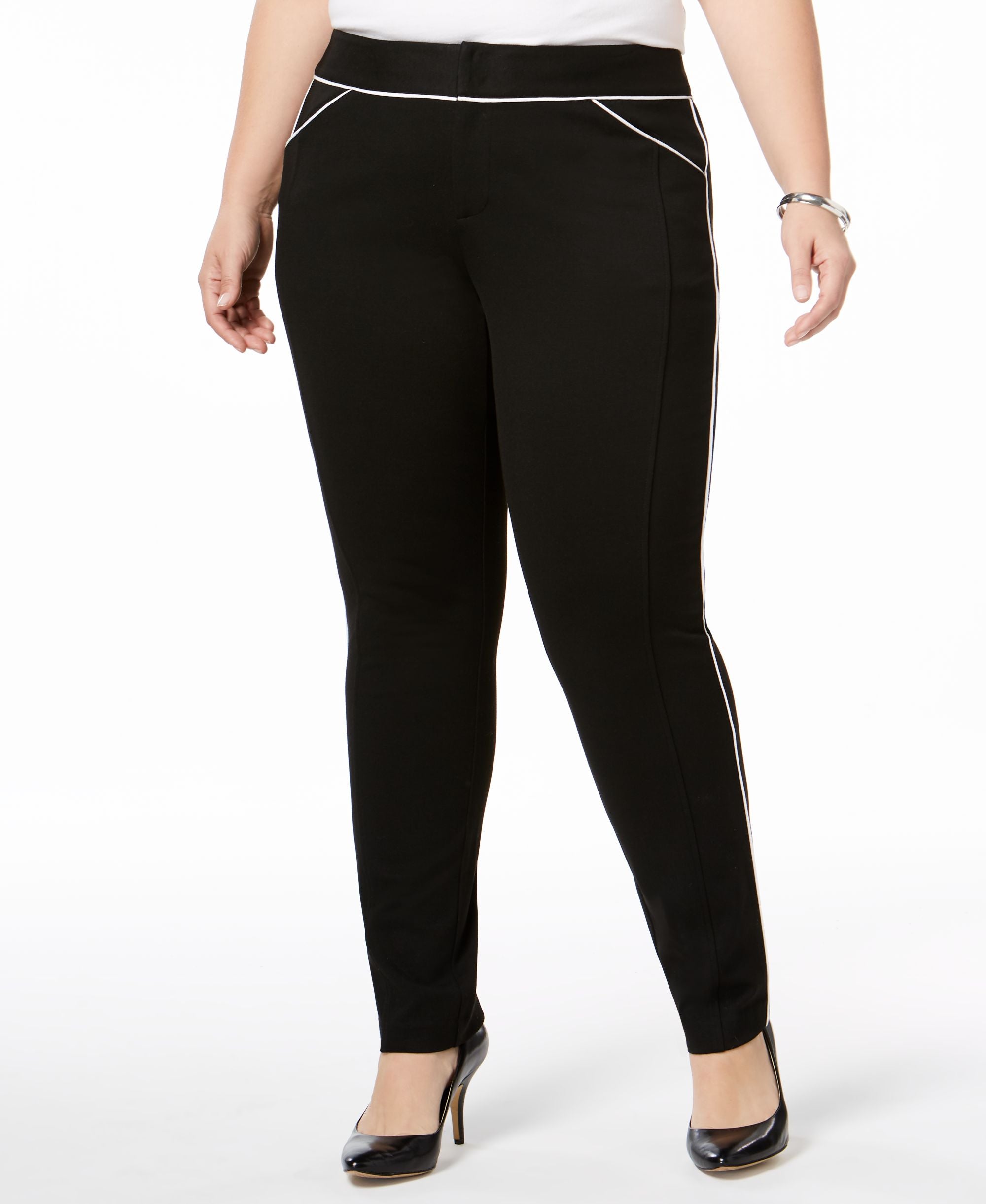 Plus Size Piped Skinny Pants