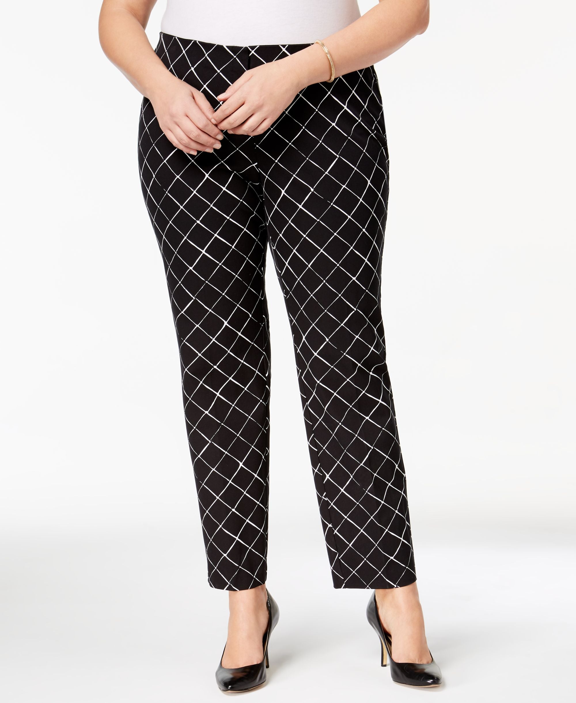 Alfani Plus Size Printed Slim Pants