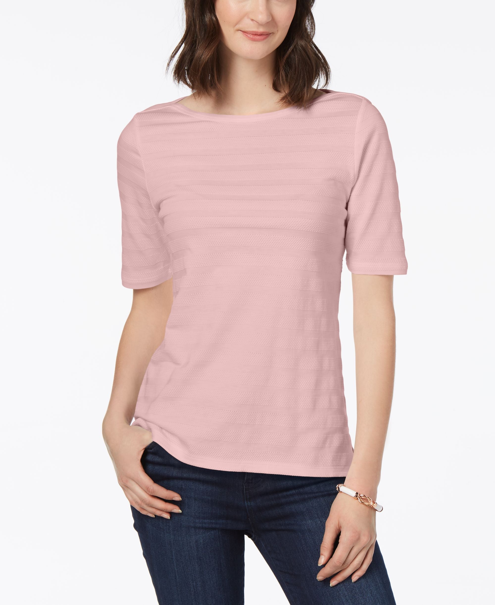 Charter Club Cotton Textured Stripe Top