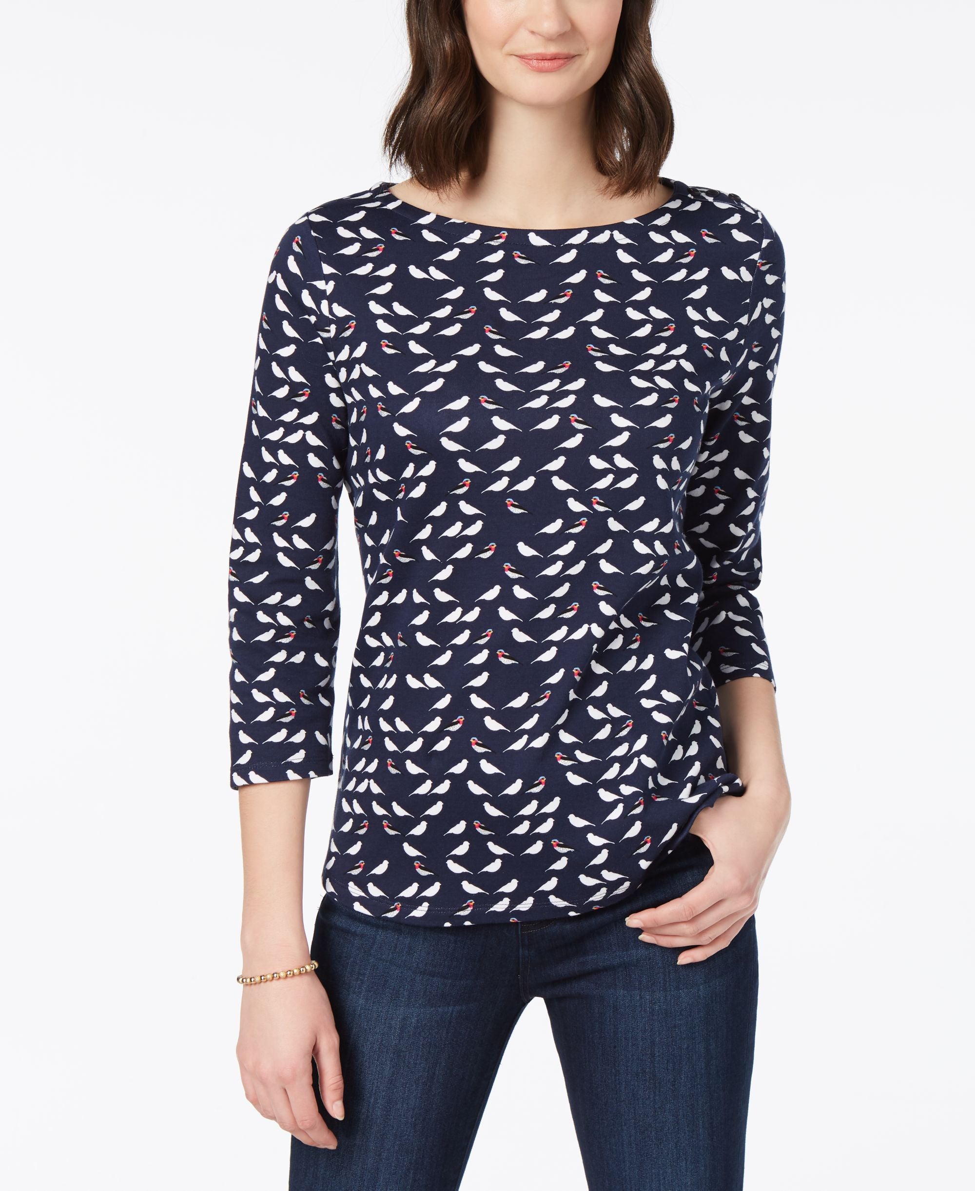 Charter Club Cotton Bird Print Top