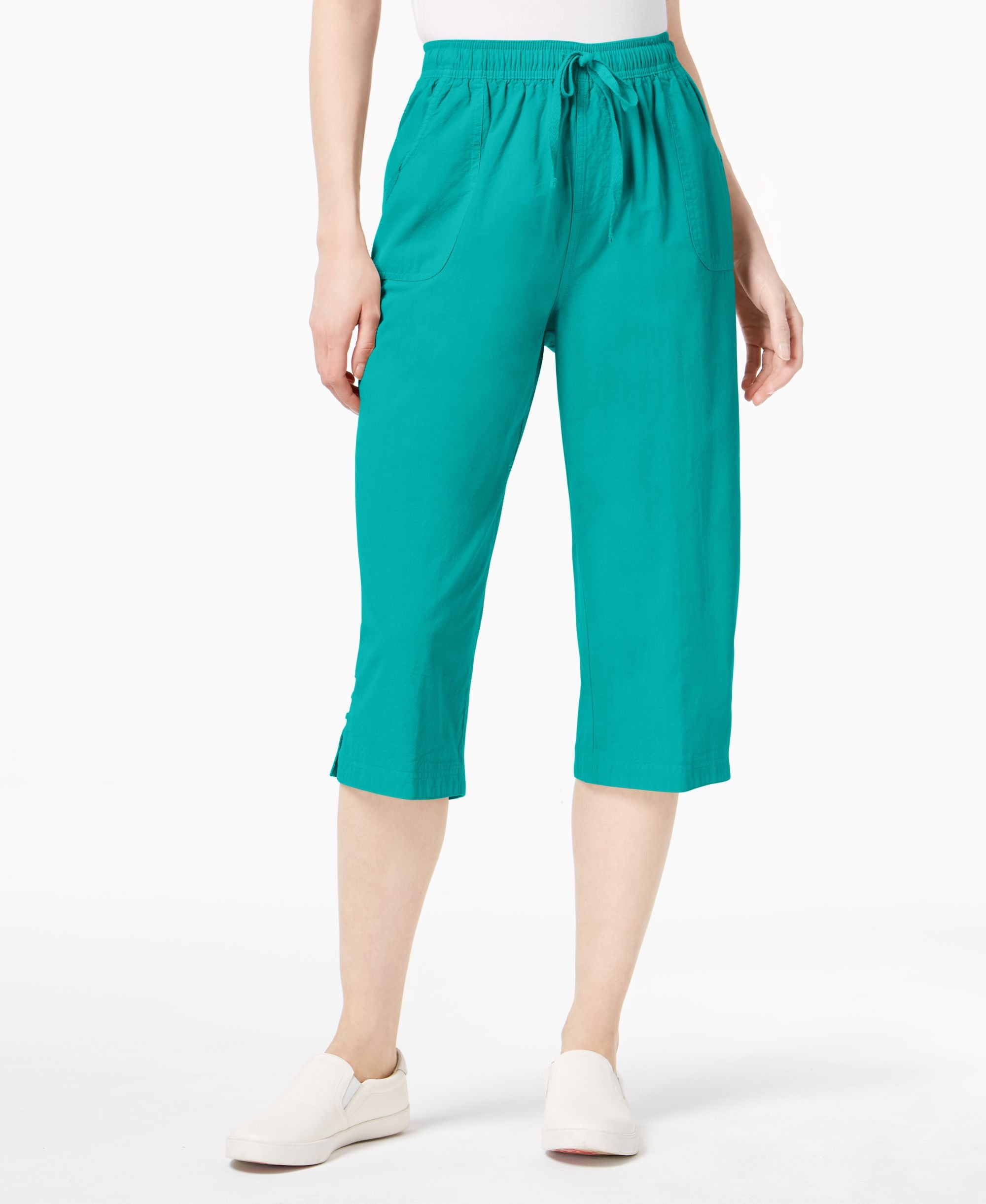 Karen Scott Cotton Drawstring Capri Pants