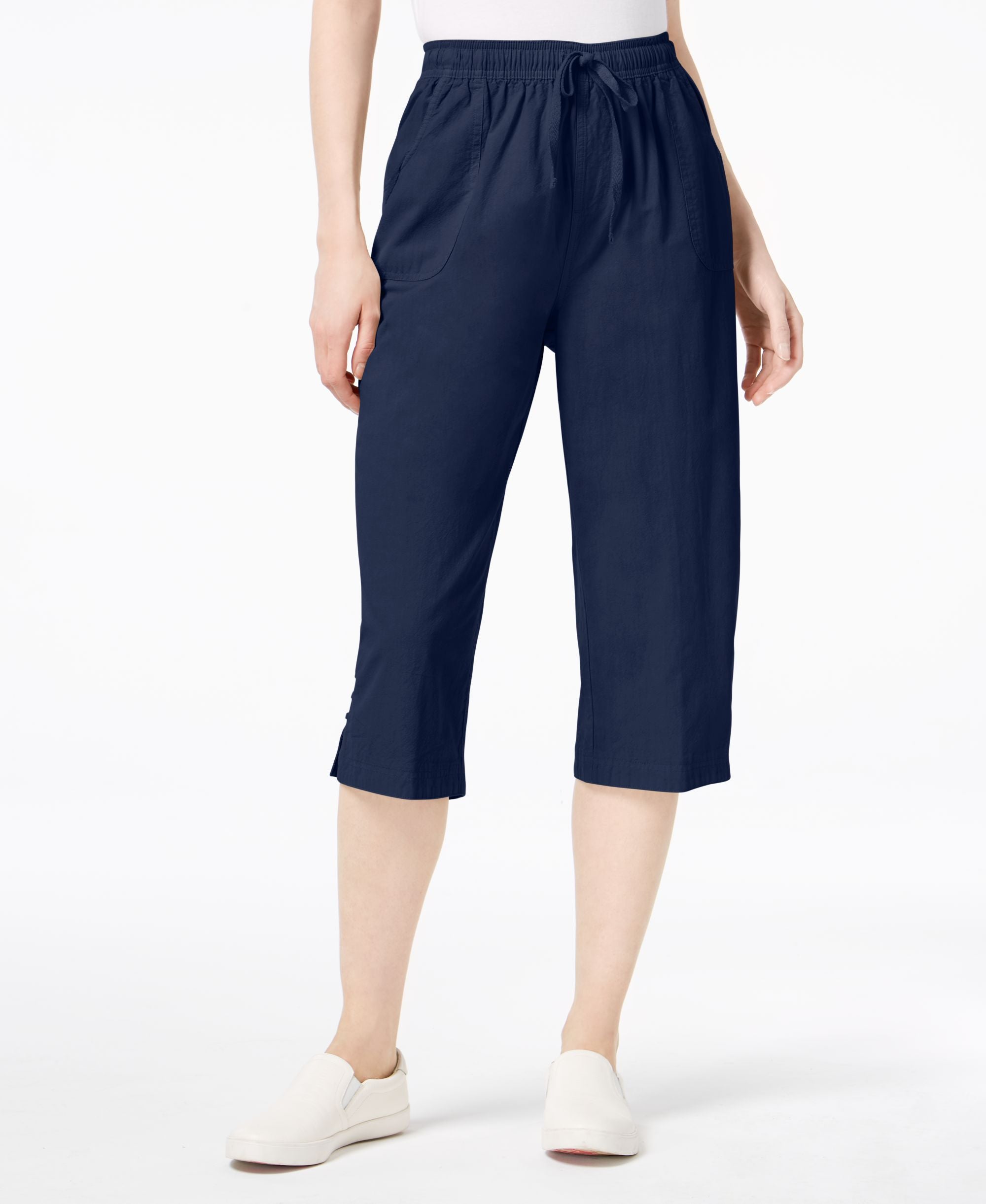 Karen Scott Cotton Drawstring Capri Pants