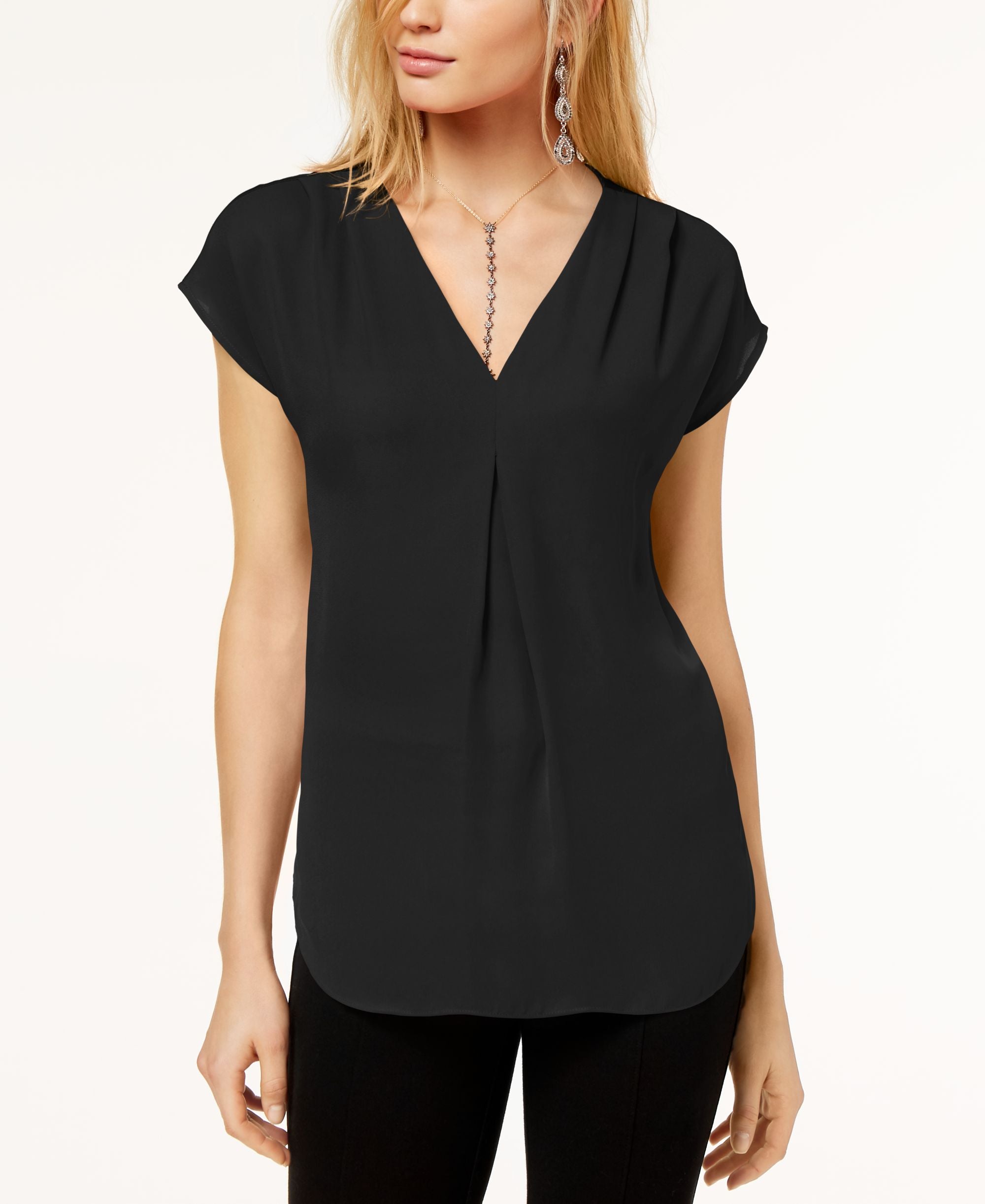 INC International Concepts Petite Pleated Top