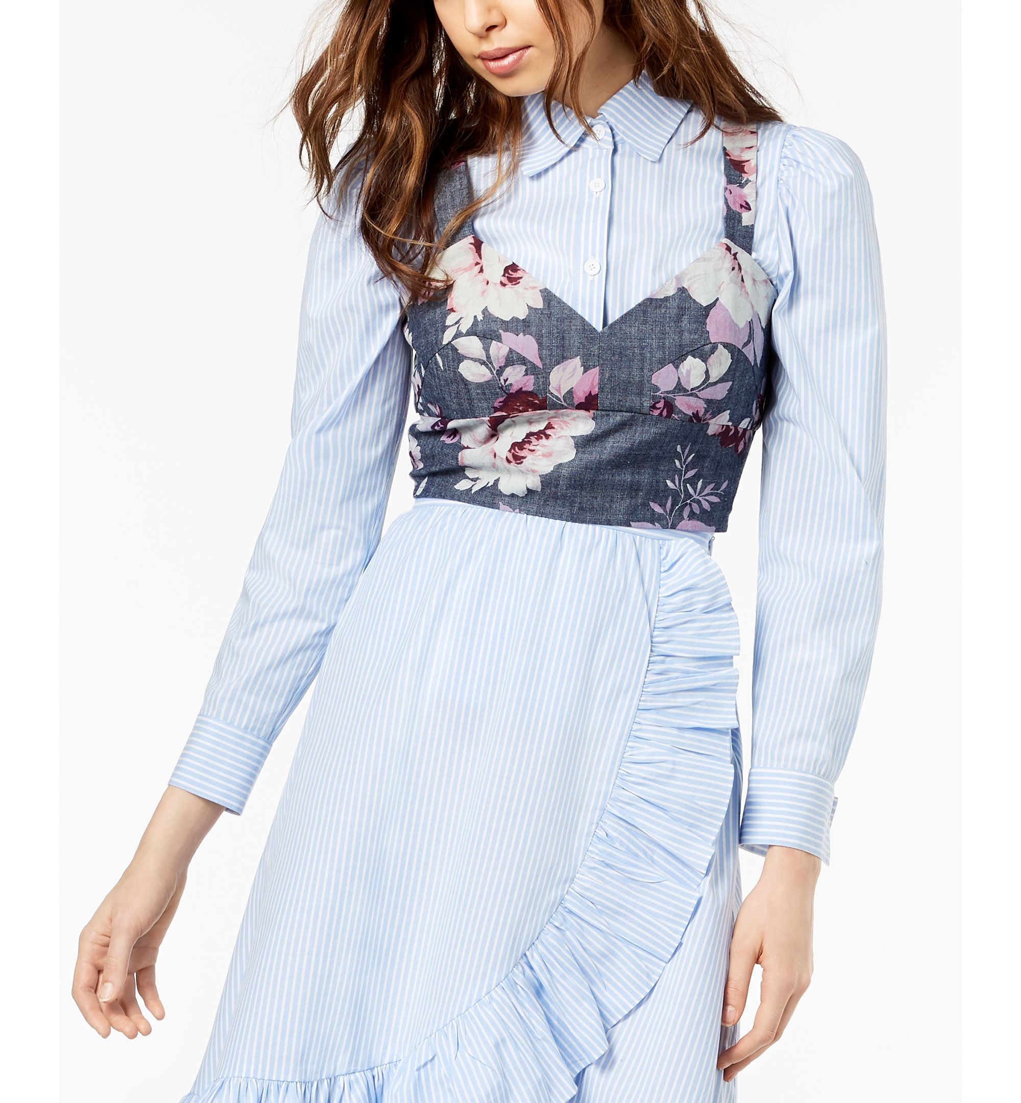 Jill Jill Stuart Cotton Chambray Crop Top