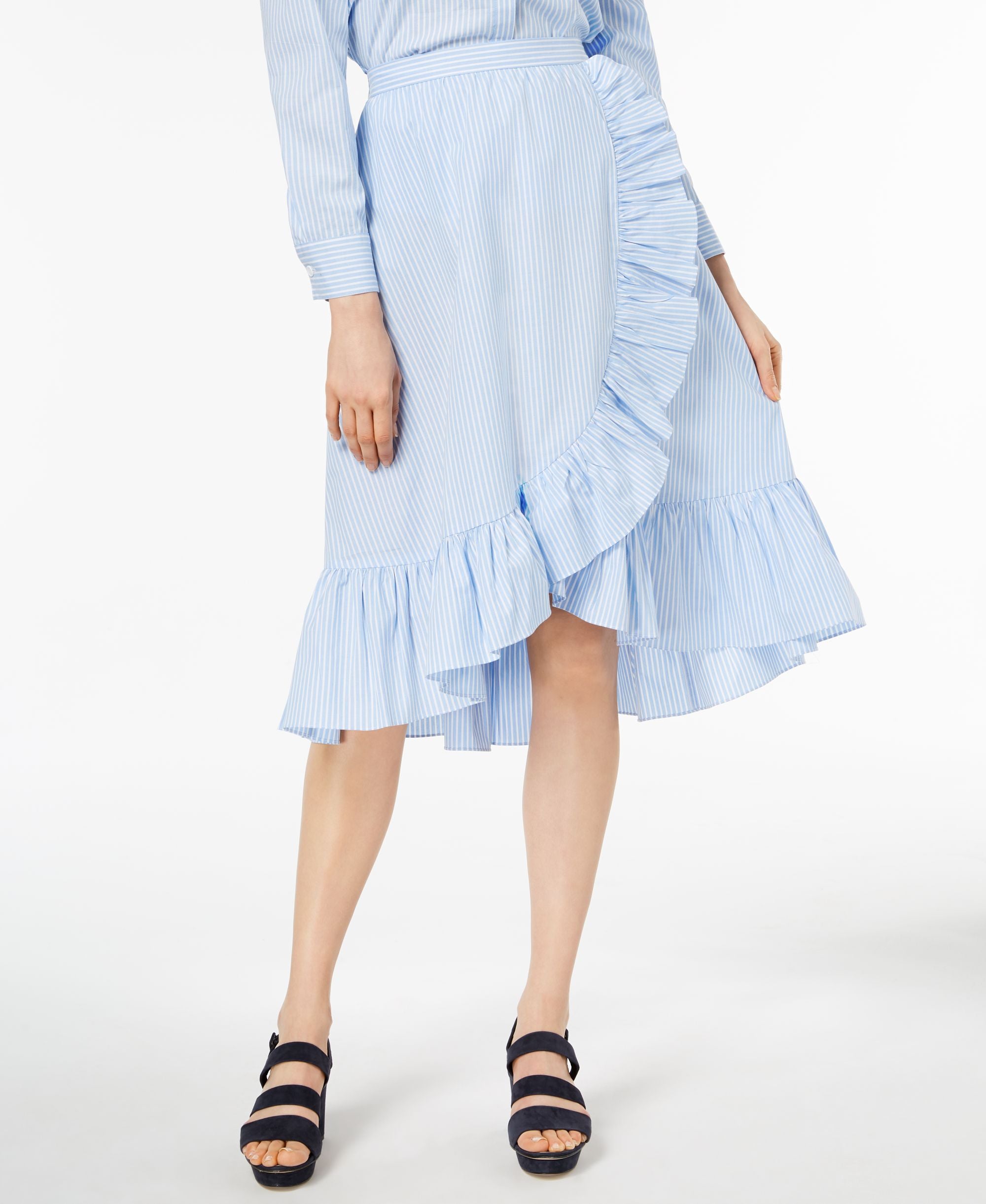 Jill Jill Stuart Ruffled Faux Wrap Midi Skirt