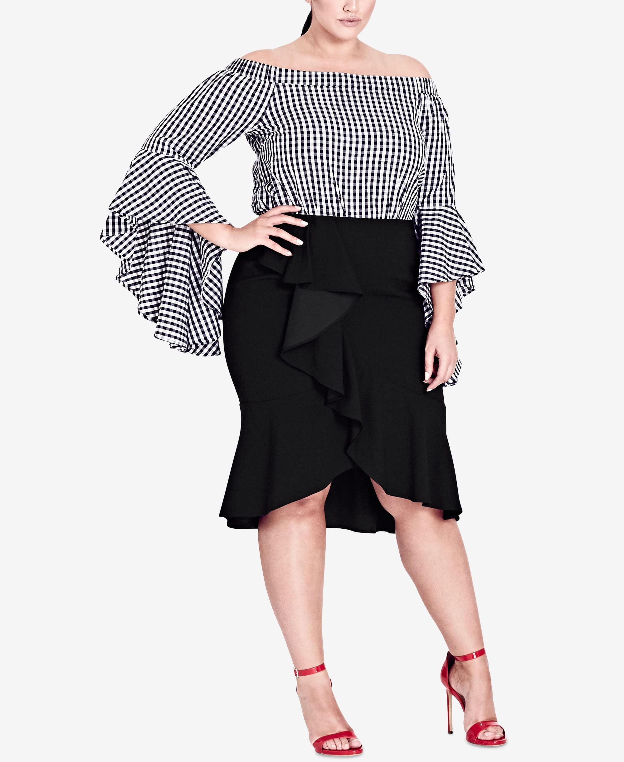 City Chic Trendy Plus Size Asymmetrical Ruffled Skirt