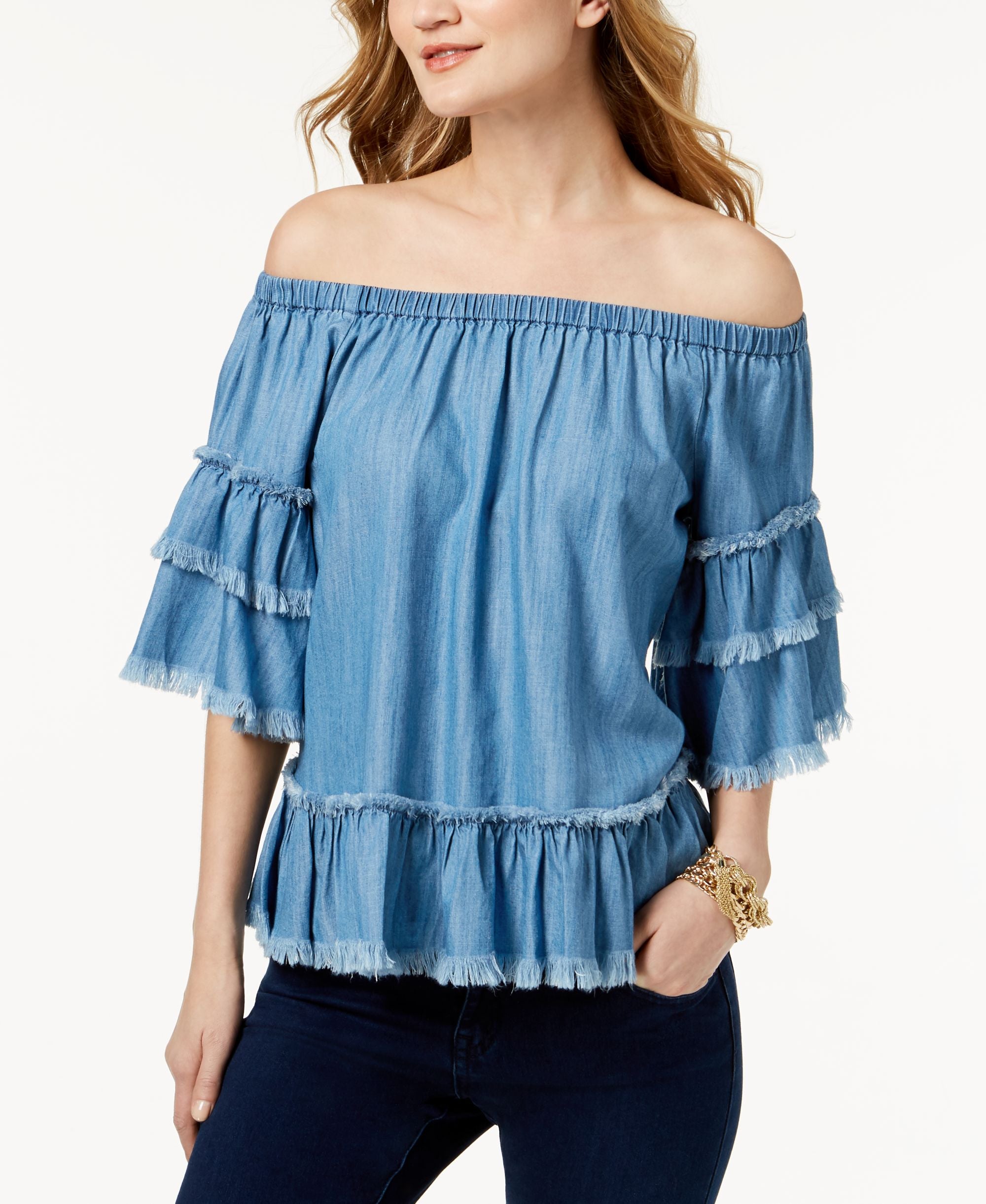 Off The Shoulder Chambray Top