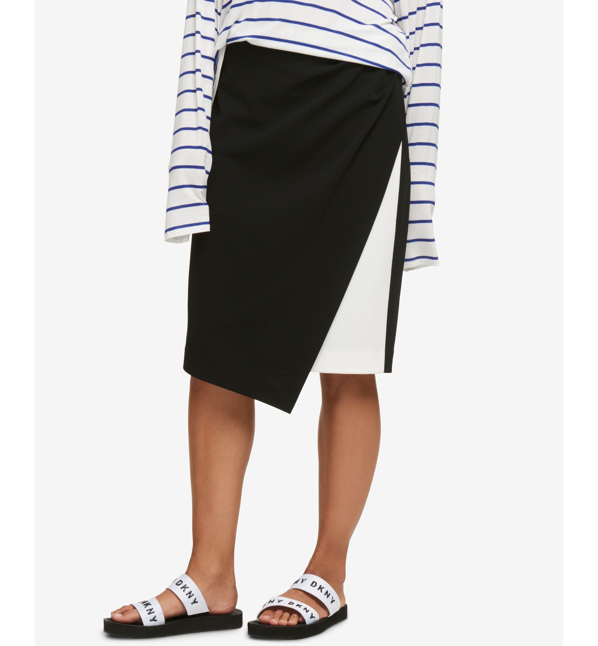 DKNY Asymmetrical Colorblocked Skirt