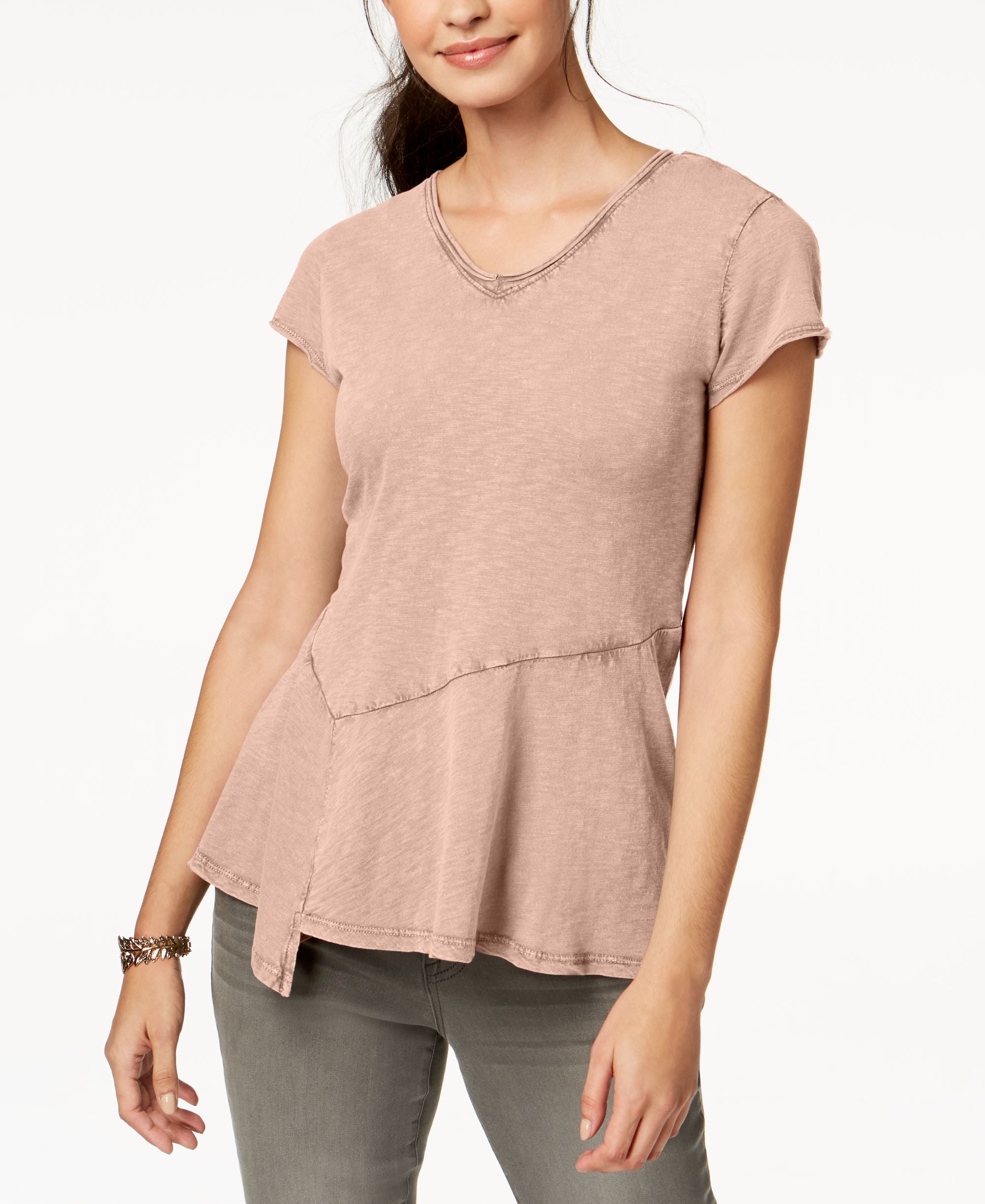 Cotton Peplum-Hem T-Shirt