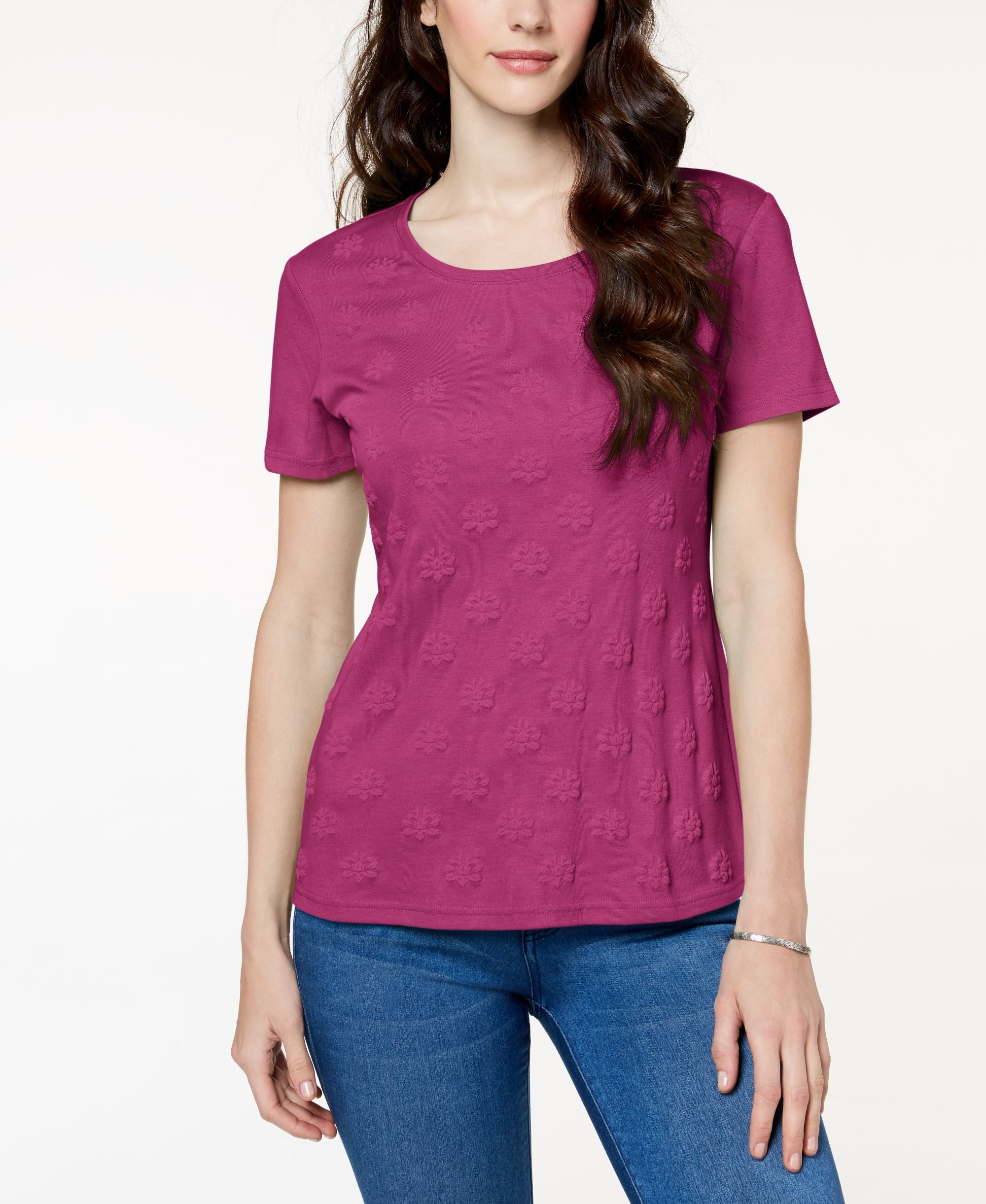 Karen Scott Petite Puff Printed Top