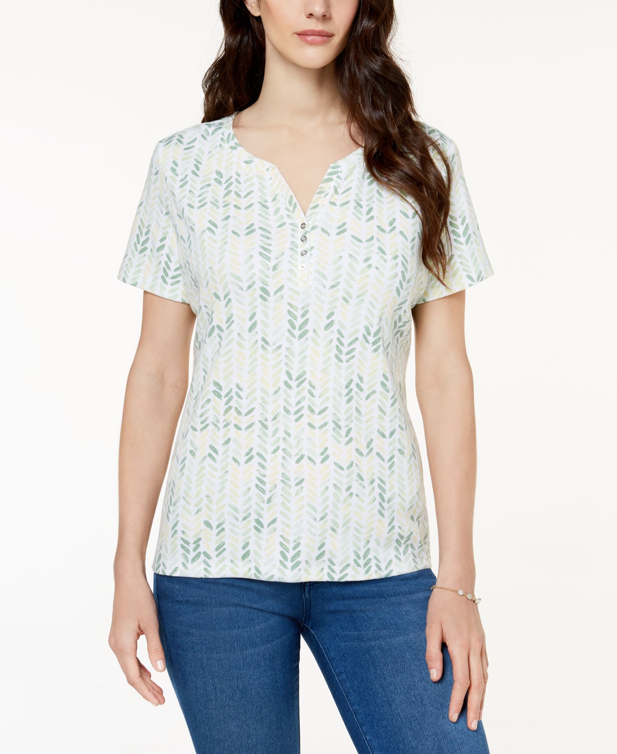 Karen Scott Printed Henley T-Shirt